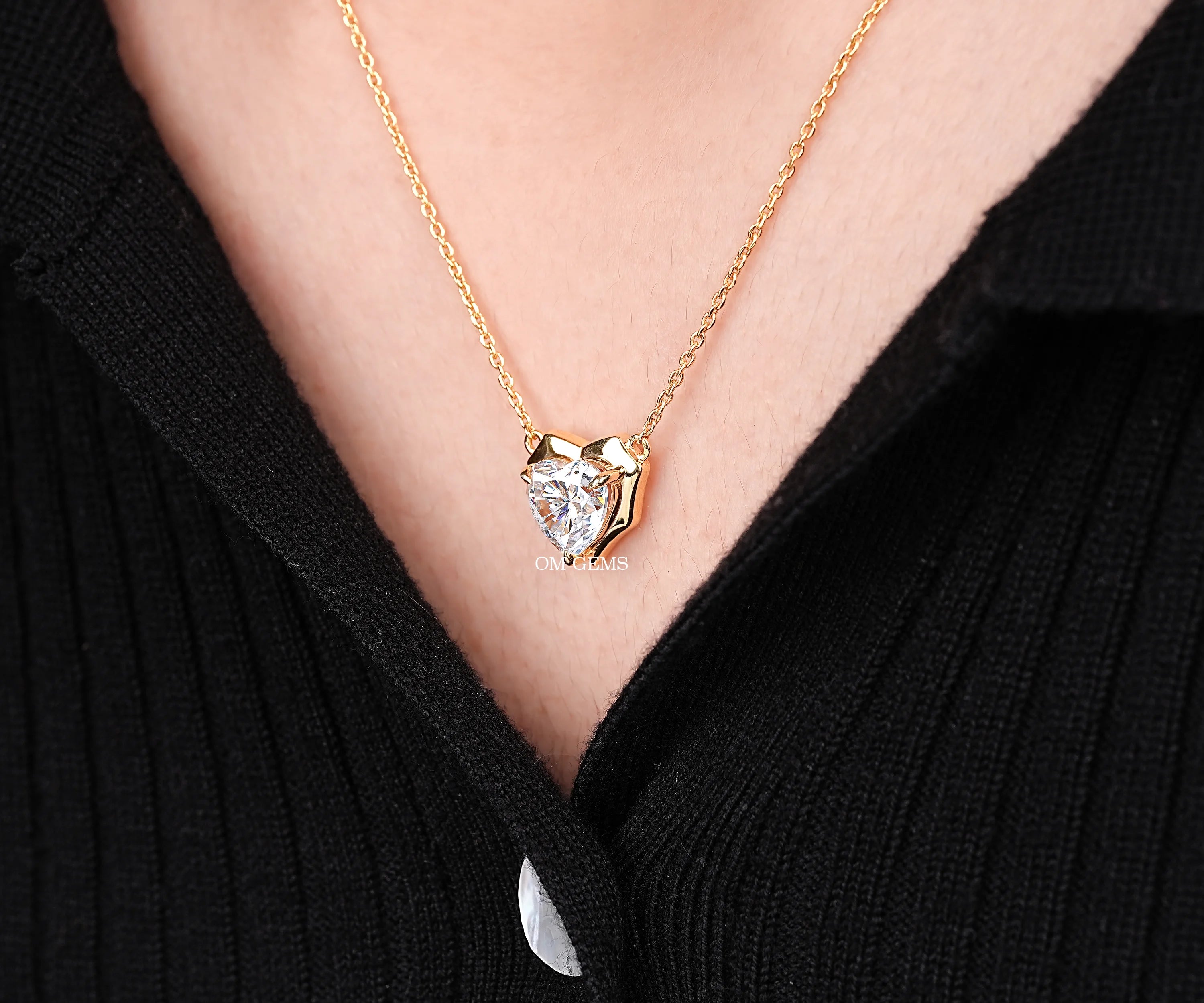 Heart Shape Lab Bezel With Claw Prong Set Diamond Pendant