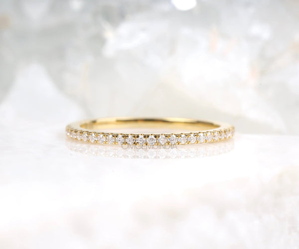 Dainty Pavé Half Eternity Round Wedding Band
