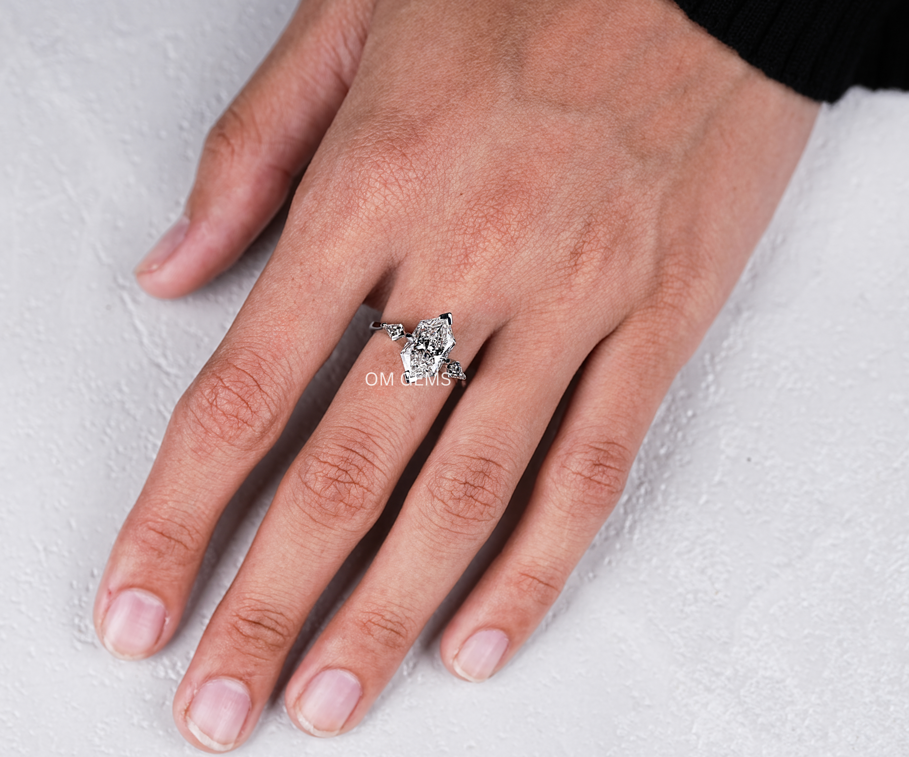 1.05 CT Dutch Marquise Lab Grown Diamond Three Stone Ring