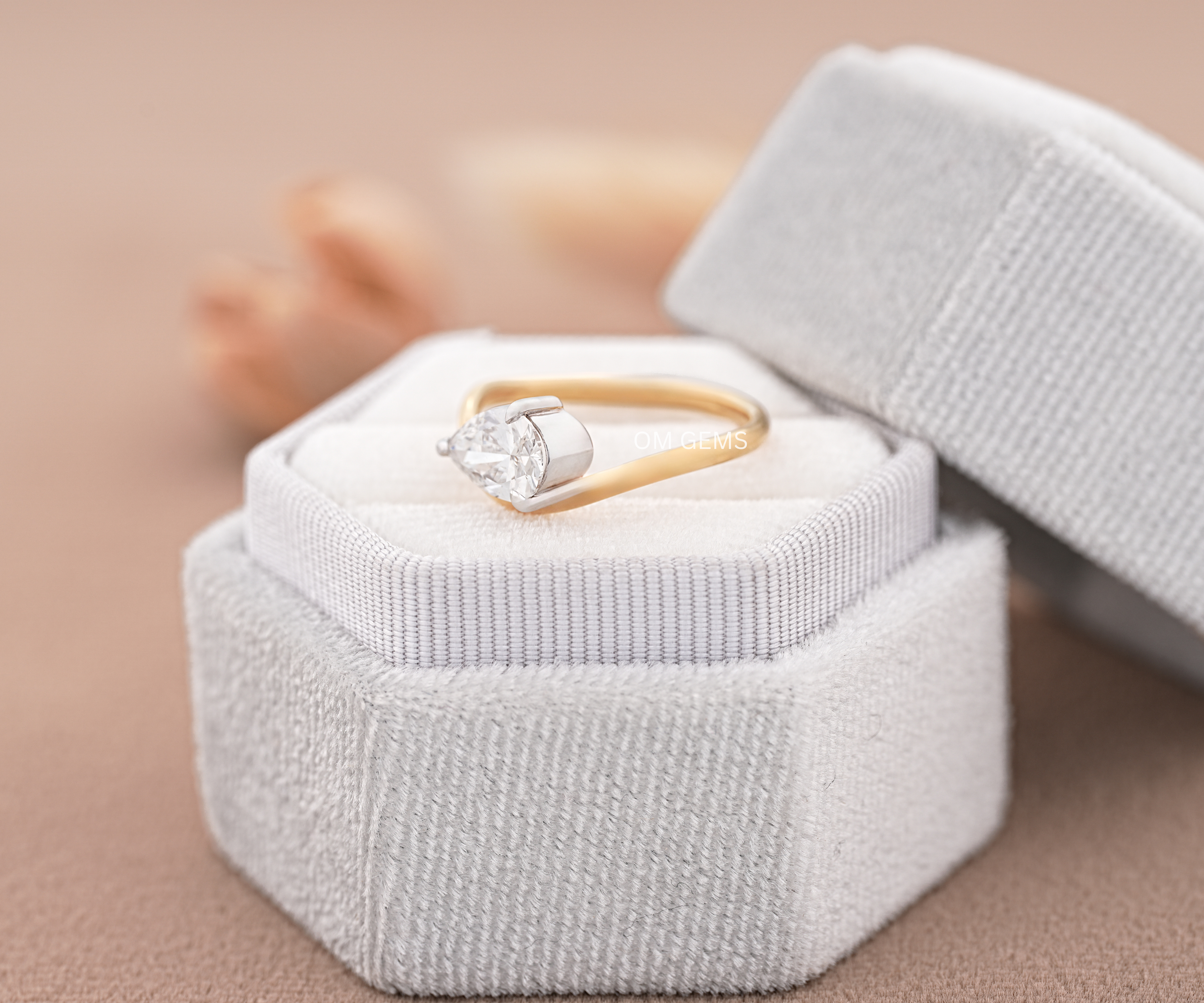 East-West Pear Shaped Lab Grown Diamond Ring