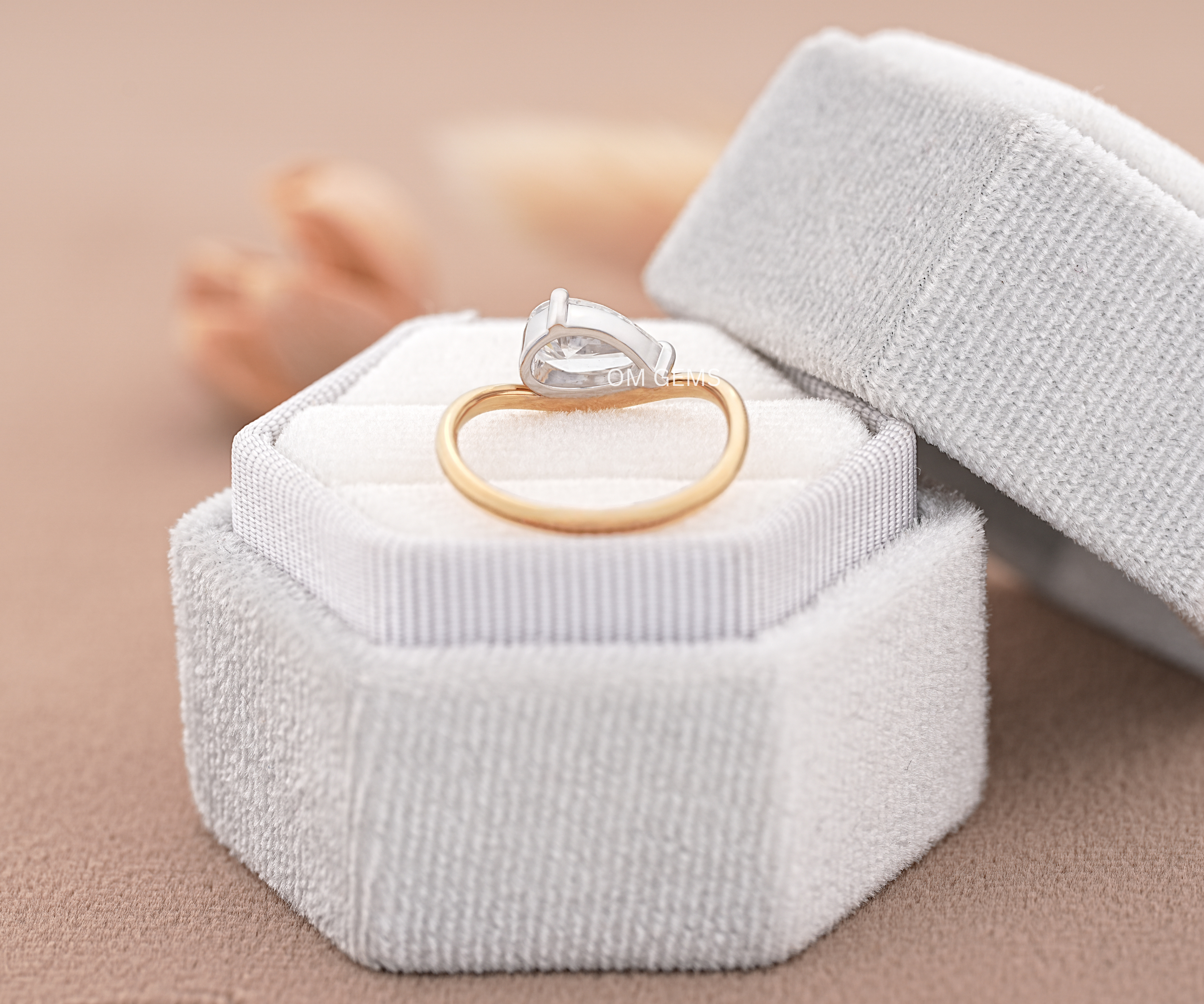 18k White Gold East-West Pear Shaped Lab Grown Diamond Ring