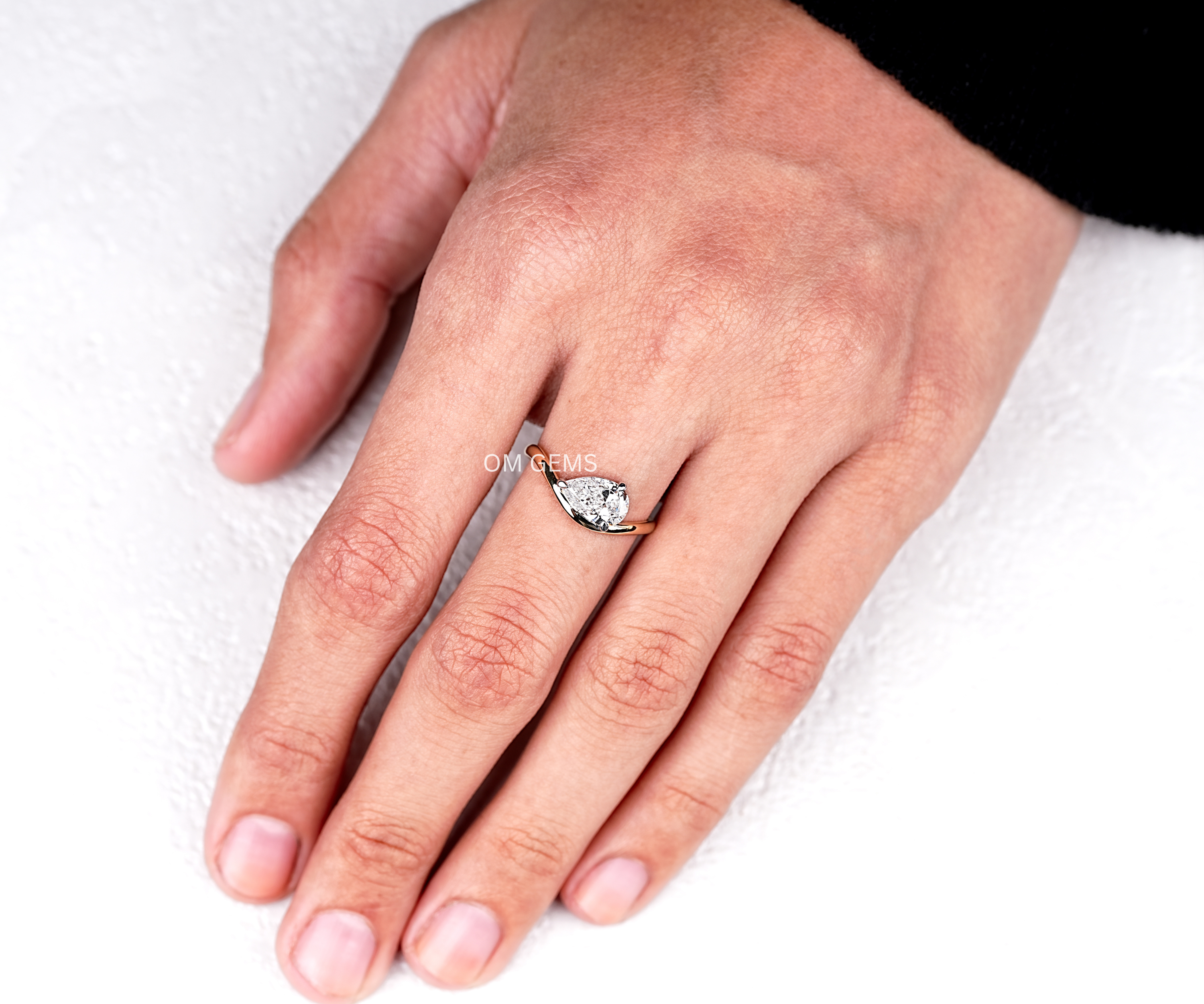 East-West Pear Shaped Lab Grown Diamond Ring