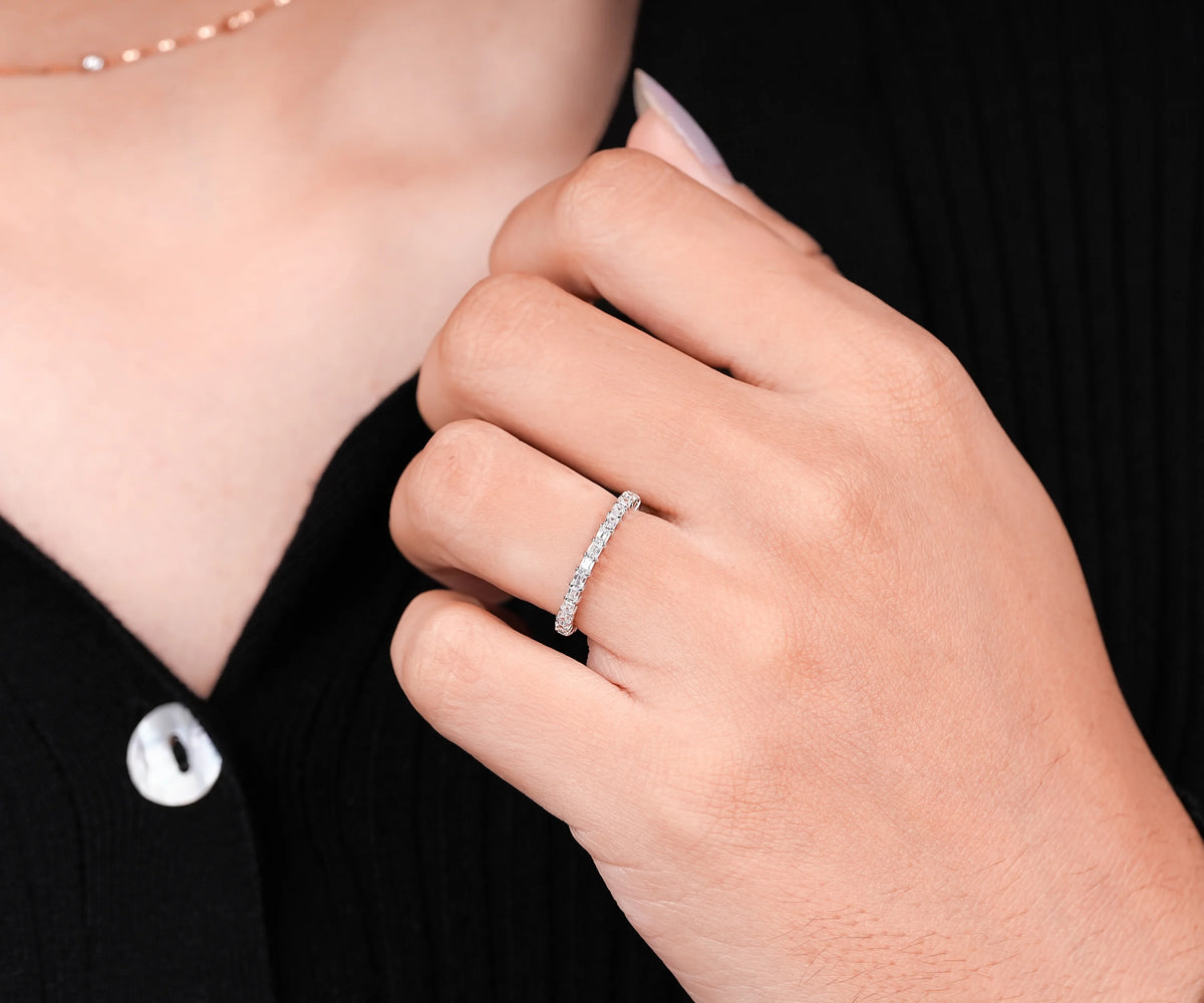 East-West Eternity Baguette Shape Gemstone Wedding Band
