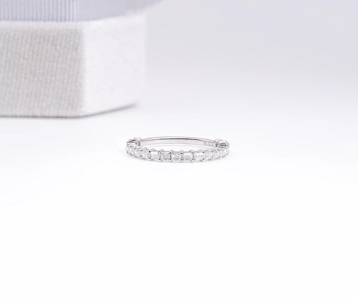 East-West Eternity Baguette Shape Gemstone Wedding Band