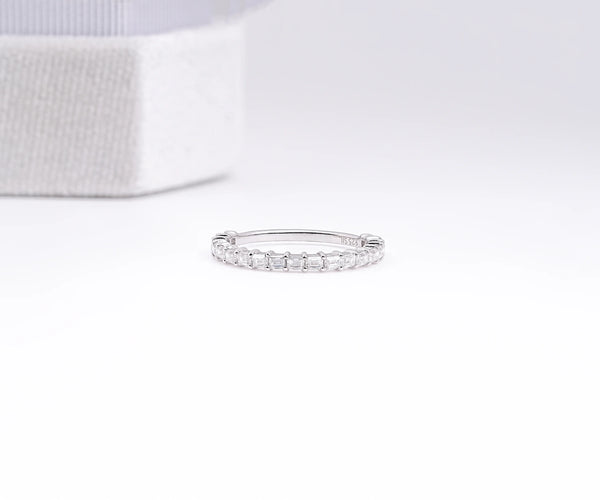 East-West Eternity Baguette Shape Lab Diamond and Moissanite Wedding Band