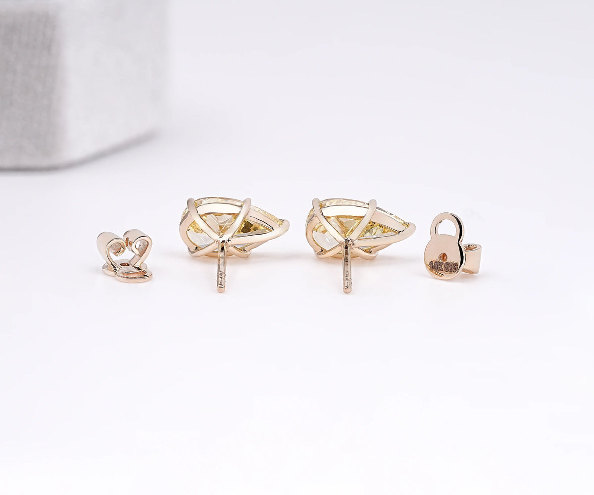 East West Pear Shape Yellow Lab Diamond Anniversary Earrings
