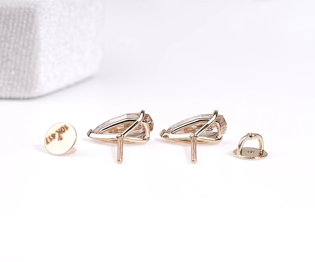 Solitaire Stud Fancy Champagne Pear Shape Lab Diamond Earrings