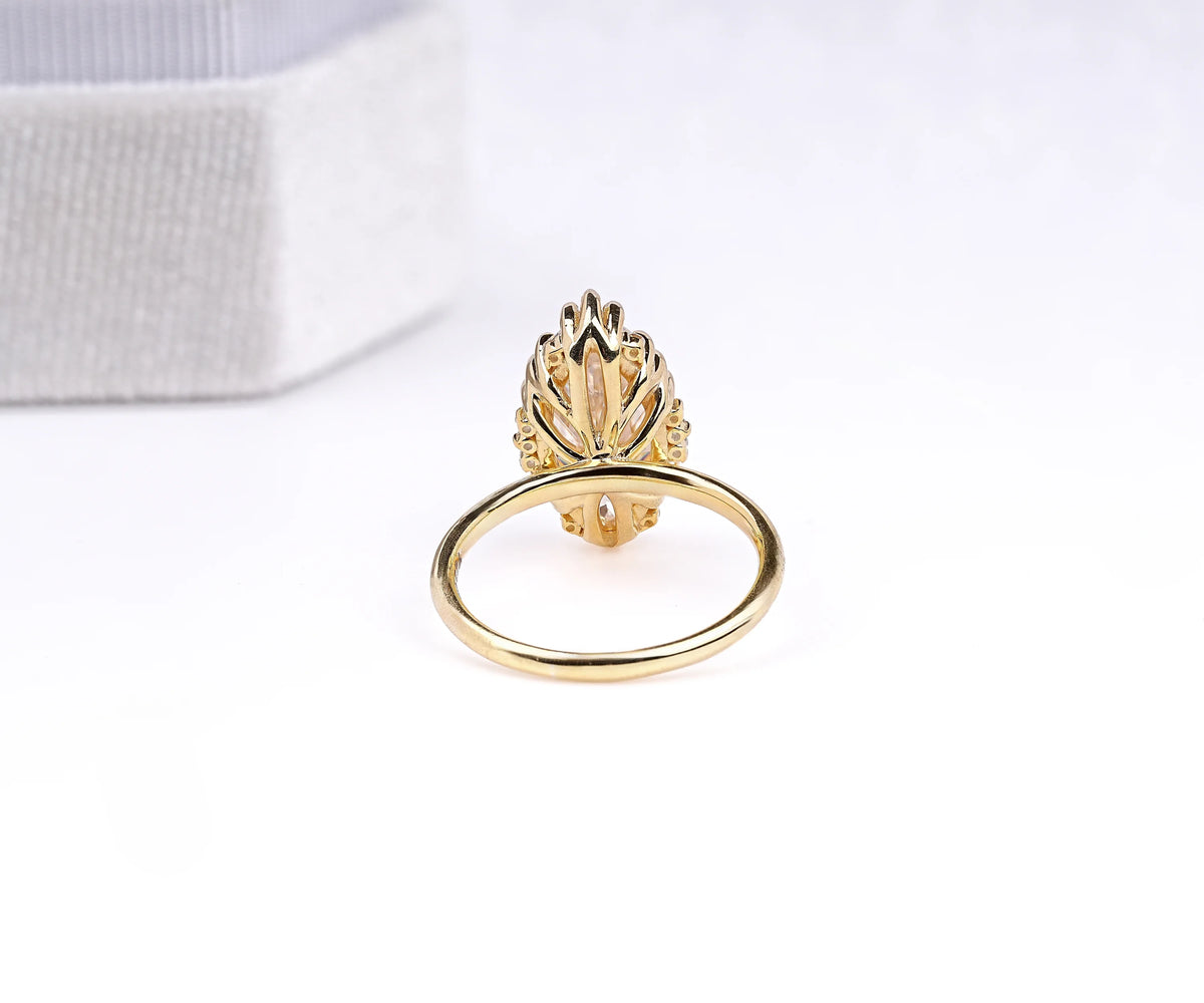 Solitaire Tulip Basket Marquise Shape Lab Diamond Engagement Ring