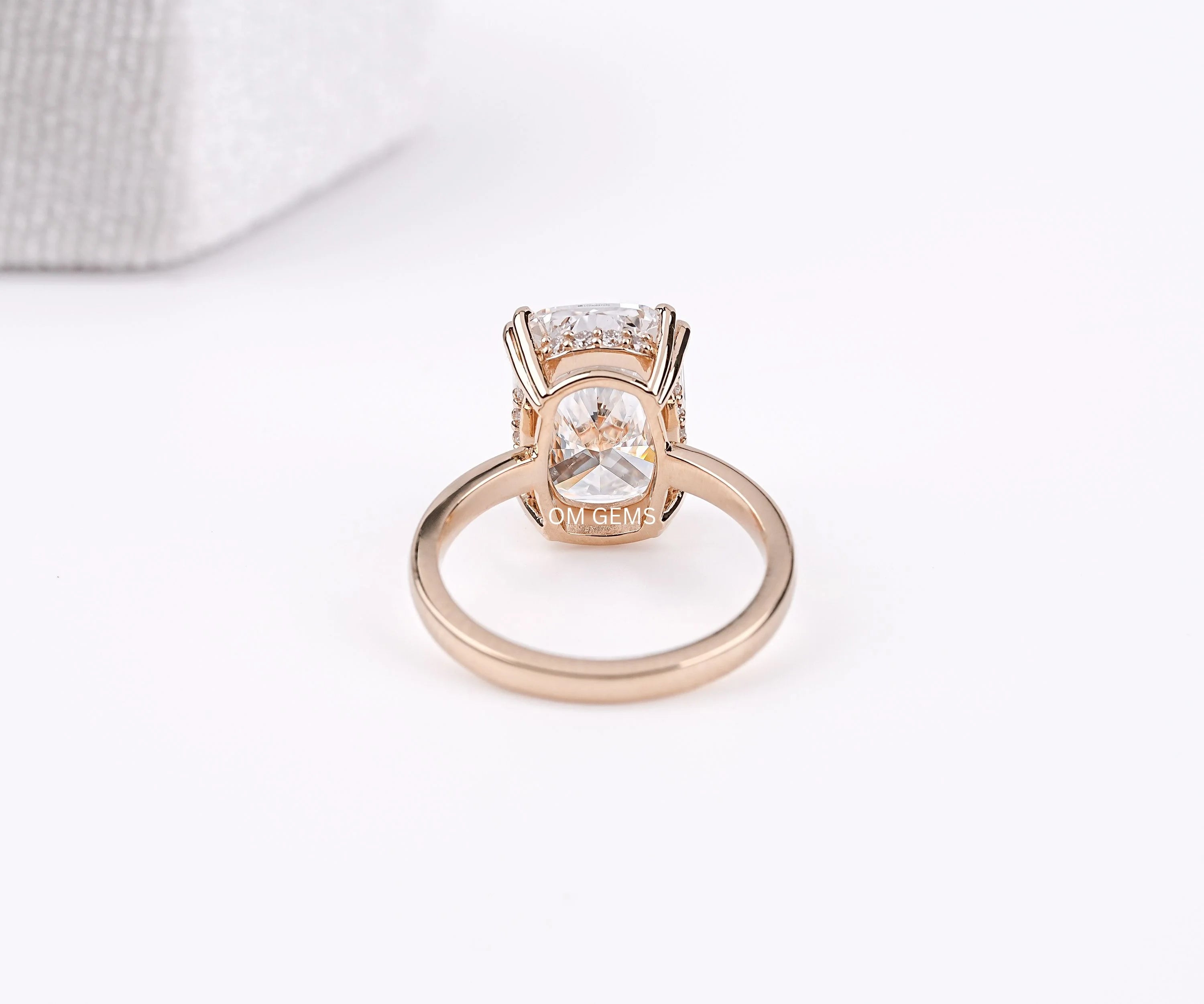 Elongated Cushion Cut Lab Diamond Engagement Ring