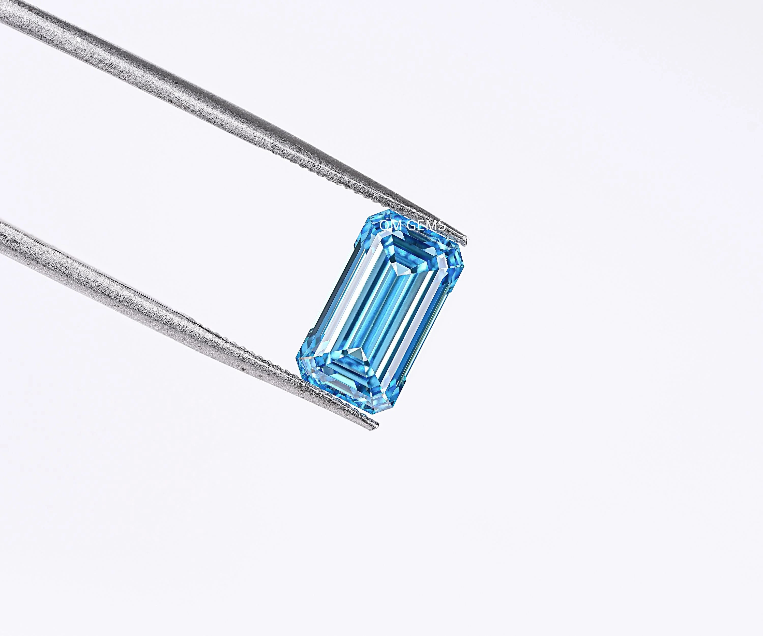 Elongated Emerald Cut Blue Lab Grown Diamond