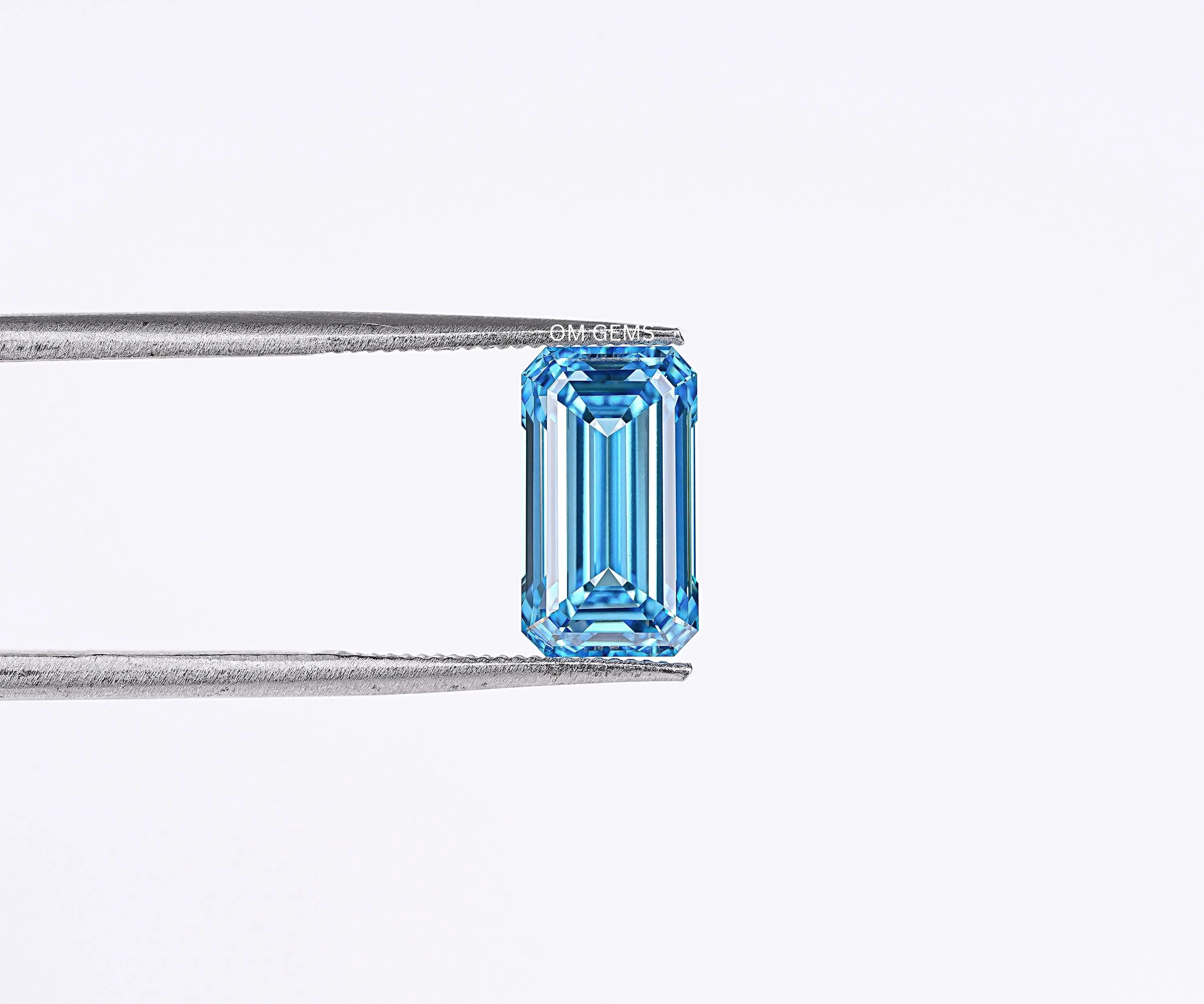 Elongated Emerald Cut Blue Lab Grown Diamond