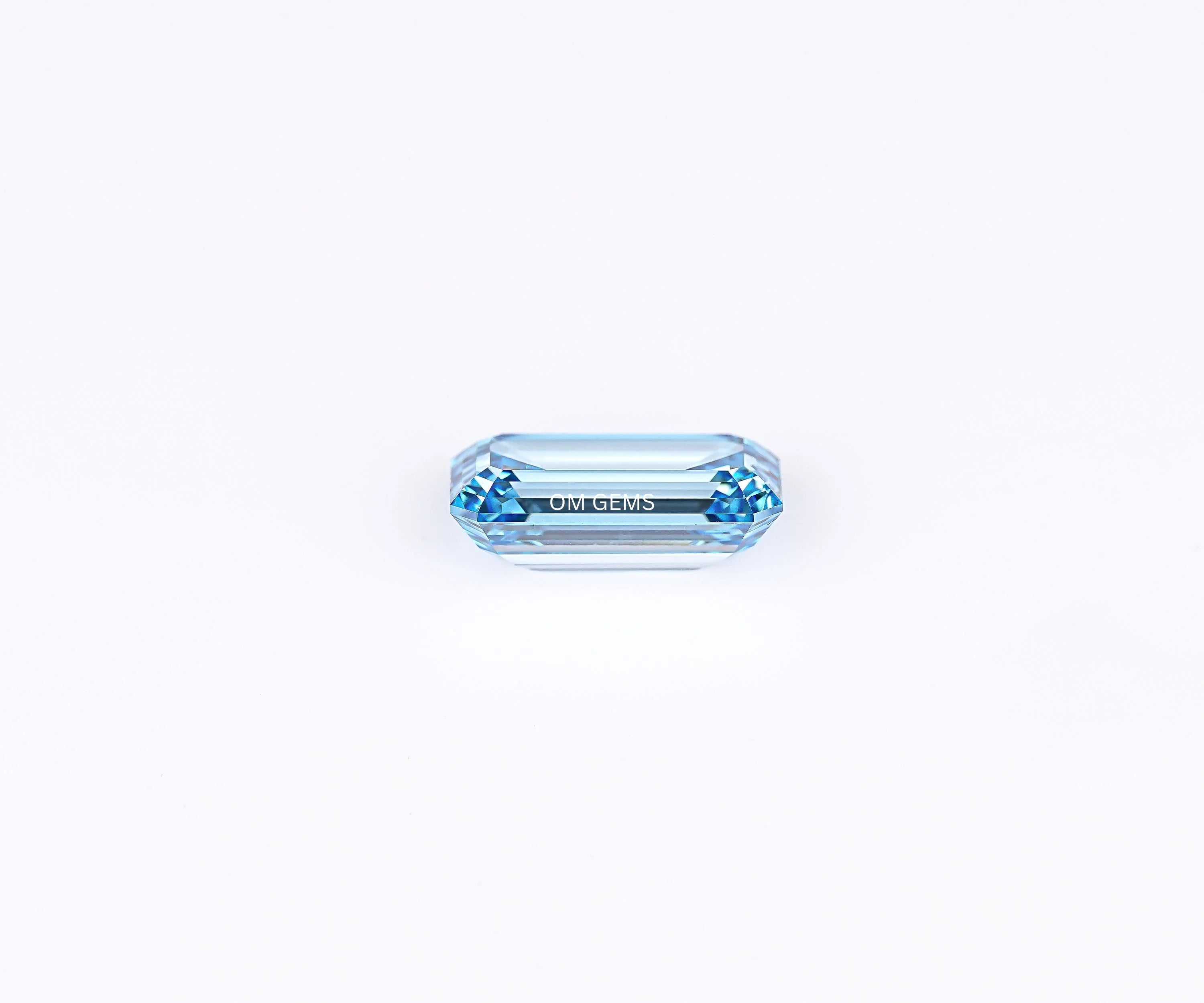 Elongated Emerald Cut Blue Lab Grown Diamond