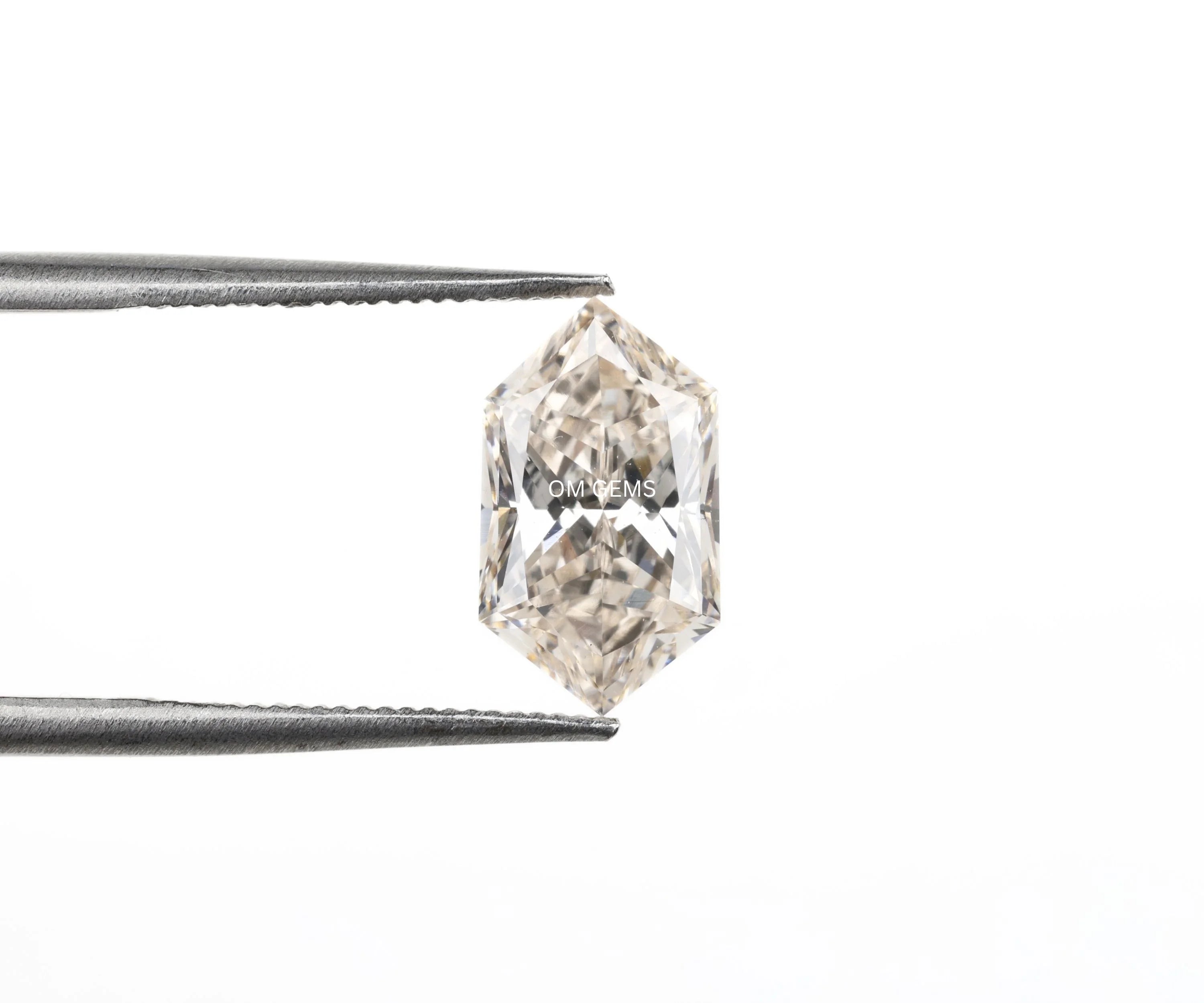 Elongated Hexagon Cut Champagne Lab Diamond