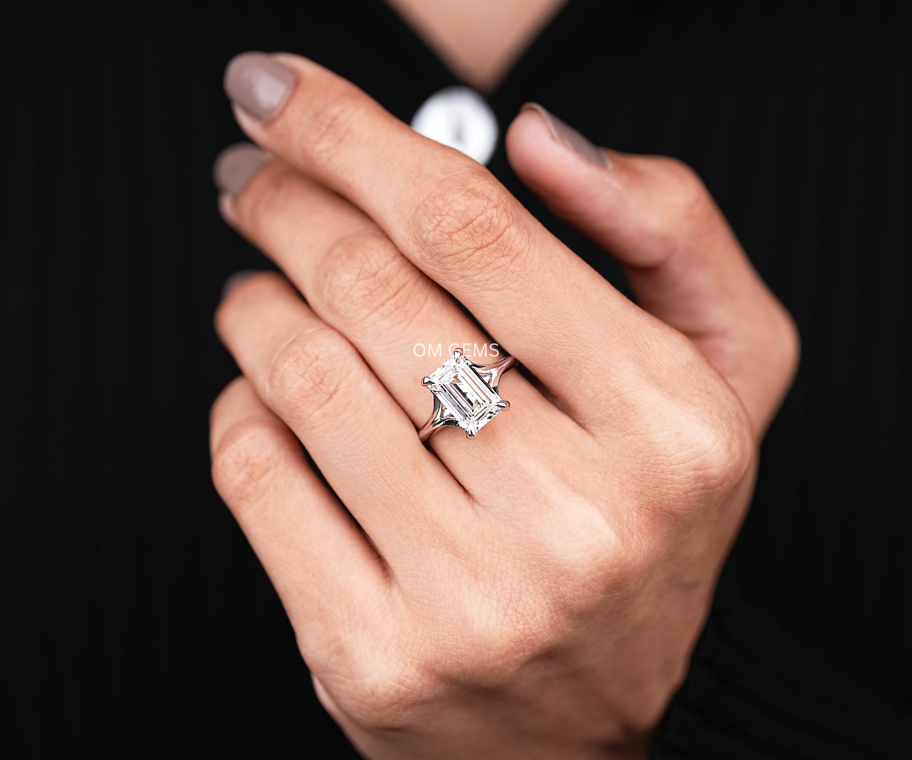 Emerald Cut Lab Grown Diamond Engagement Ring