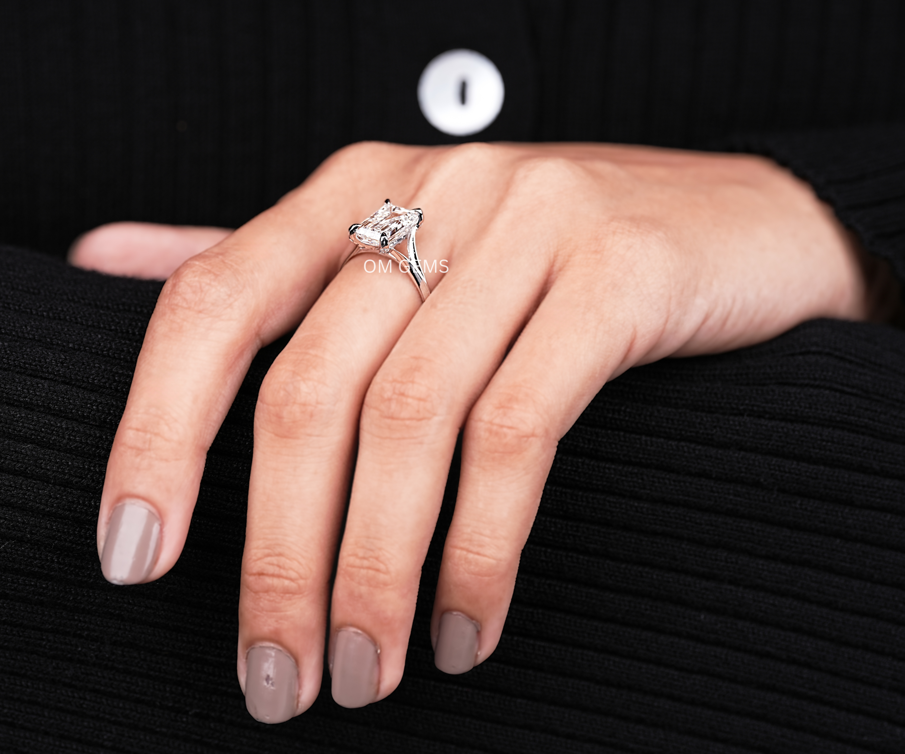 Emerald Cut Hidden Halo Engagement Ring