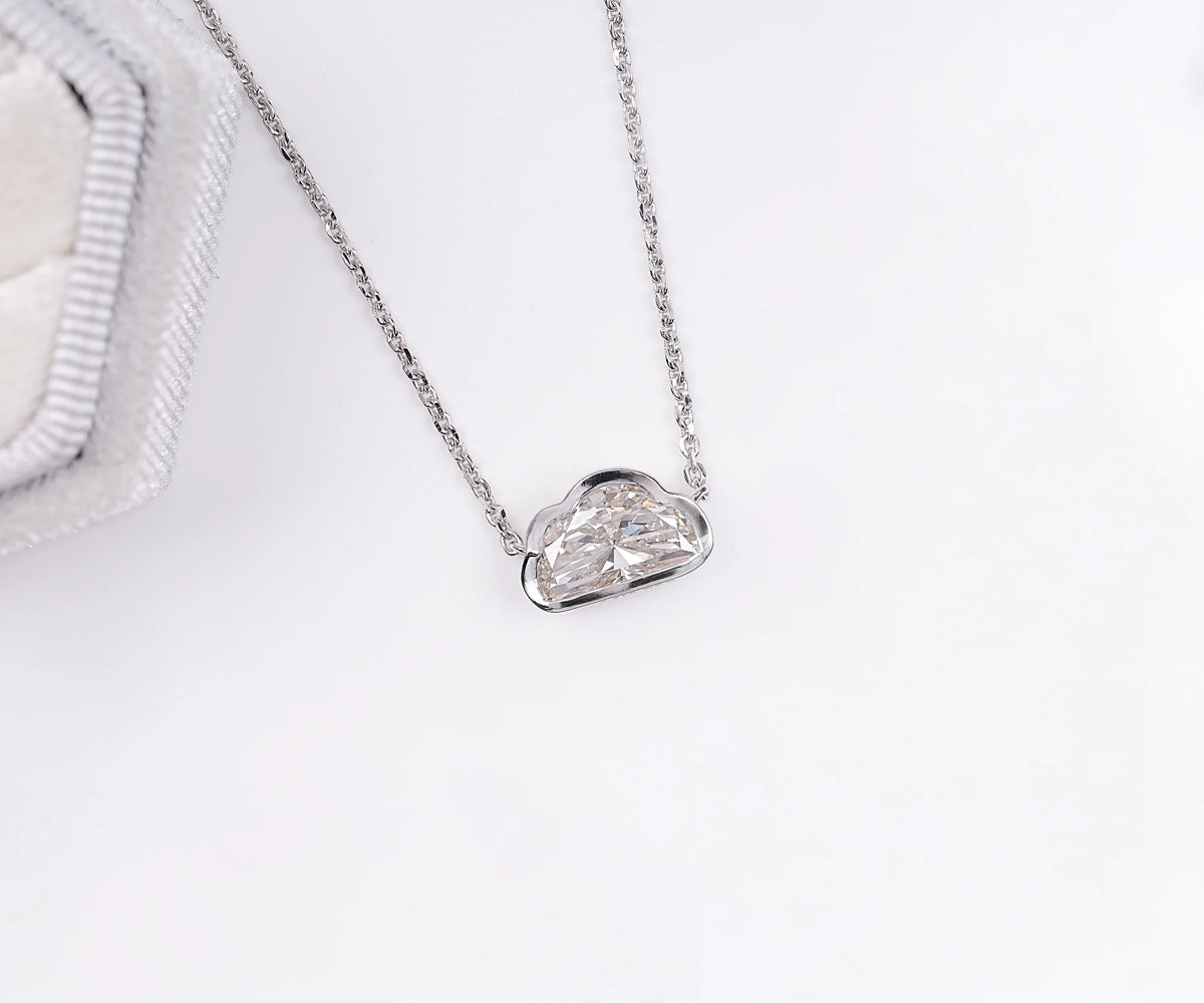 Bezel Cloud Shape Lab Grown Diamond Daily Wear Pendant