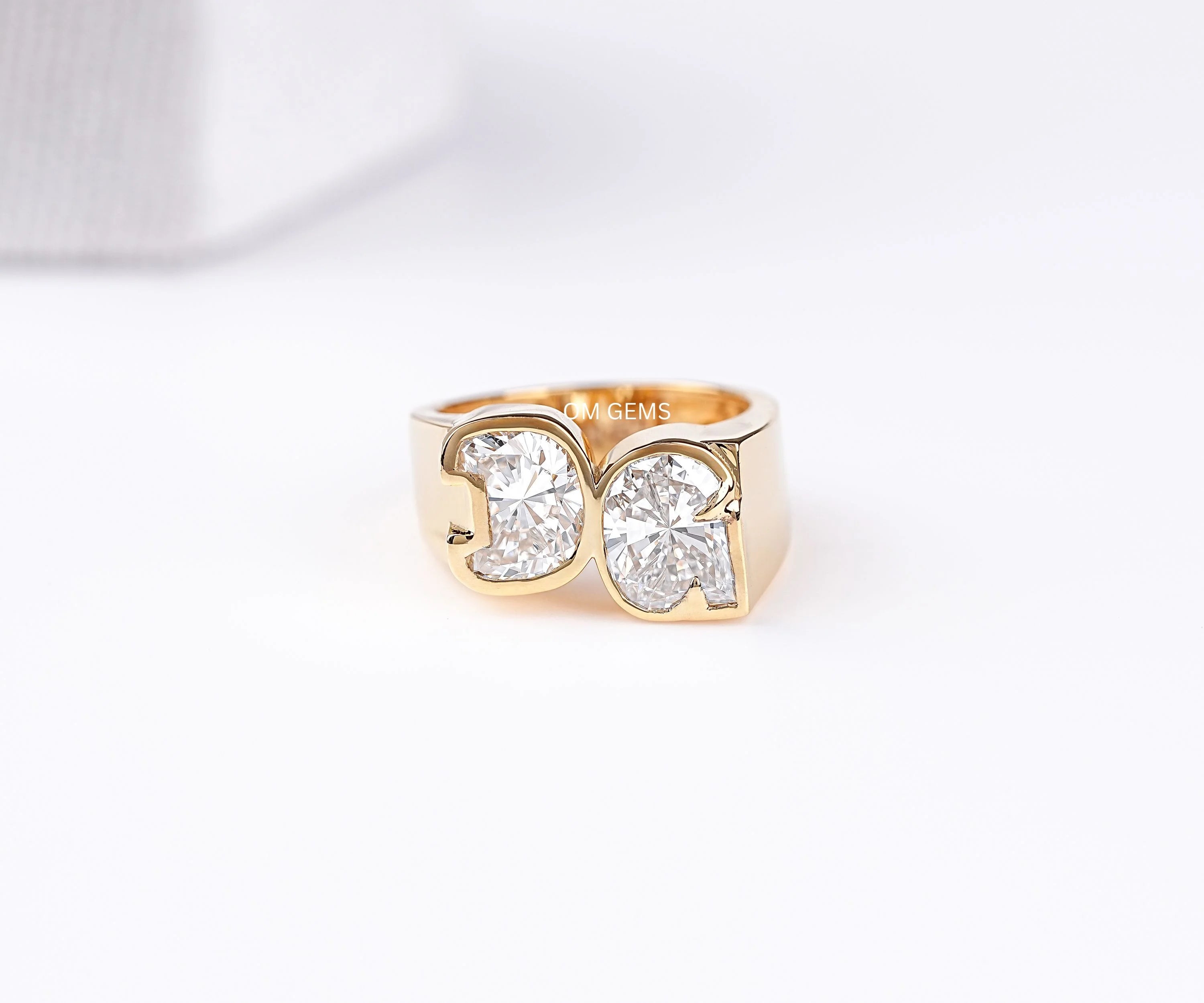 Fancy Alphabet Cut Initial Diamond Two Letter Ring