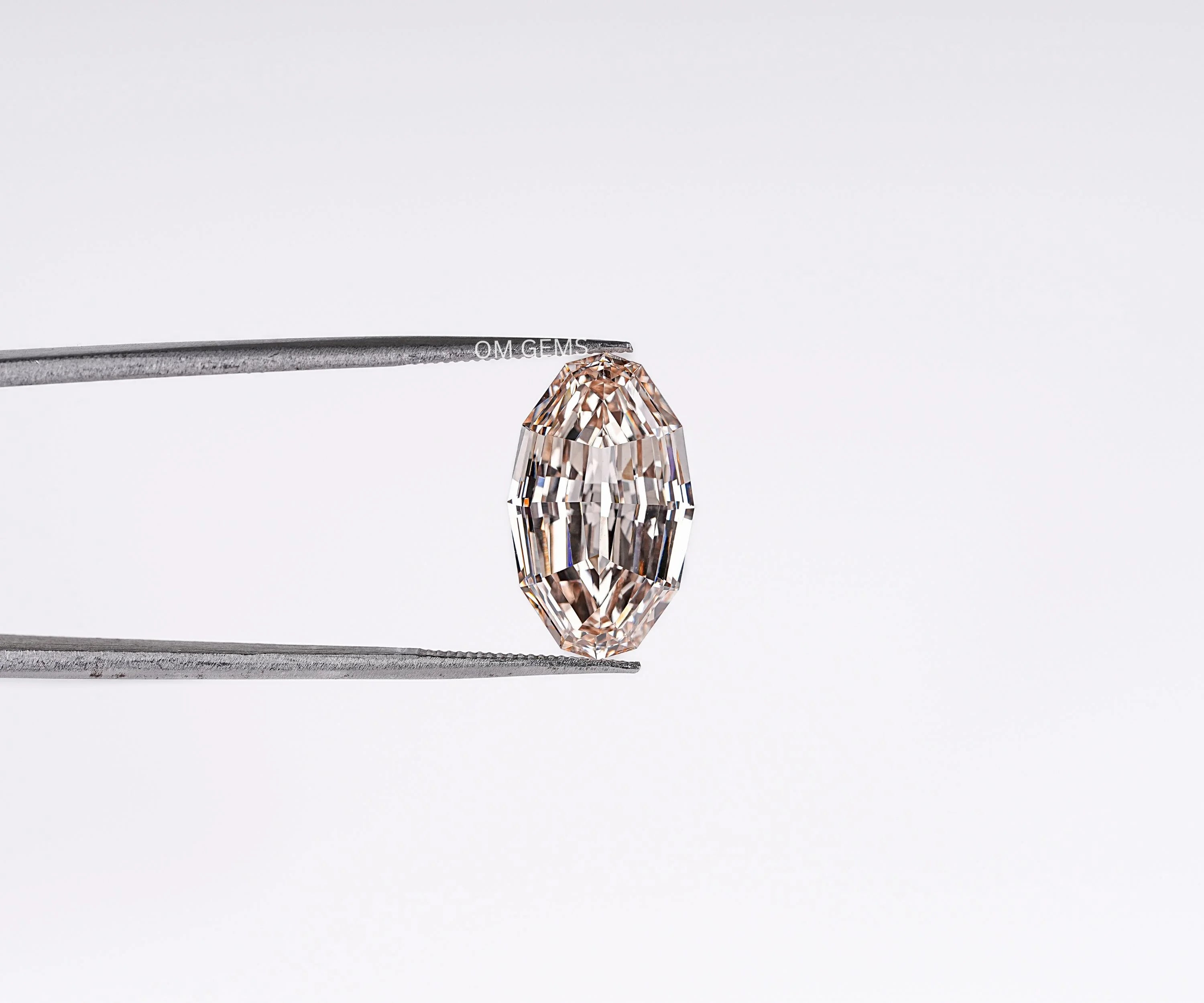 Fancy Champagne Step Cut Oval Lab Loose Diamond