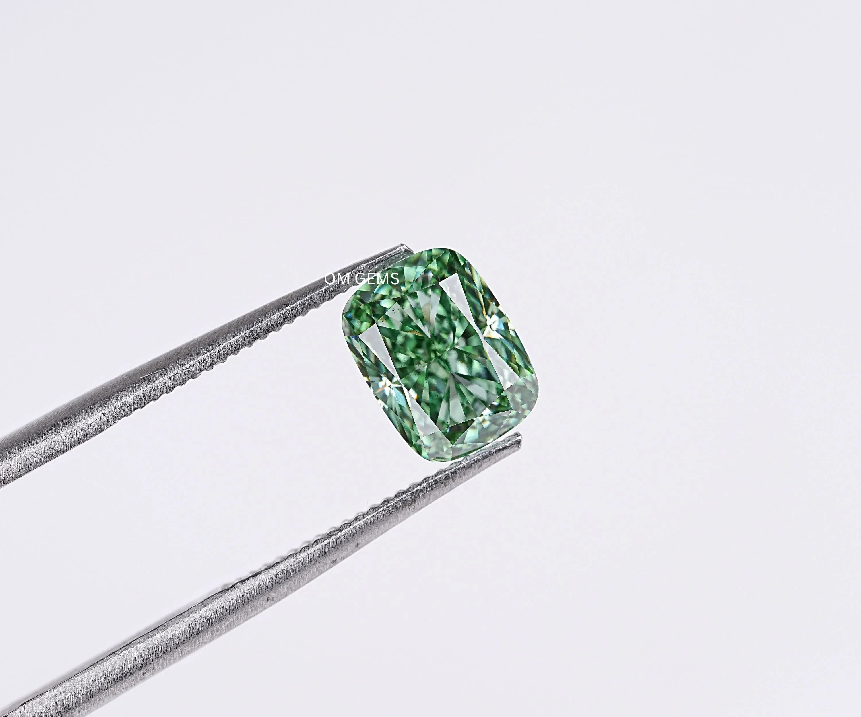 Fancy Green Cushion Cut Lab Grown Loose Diamond