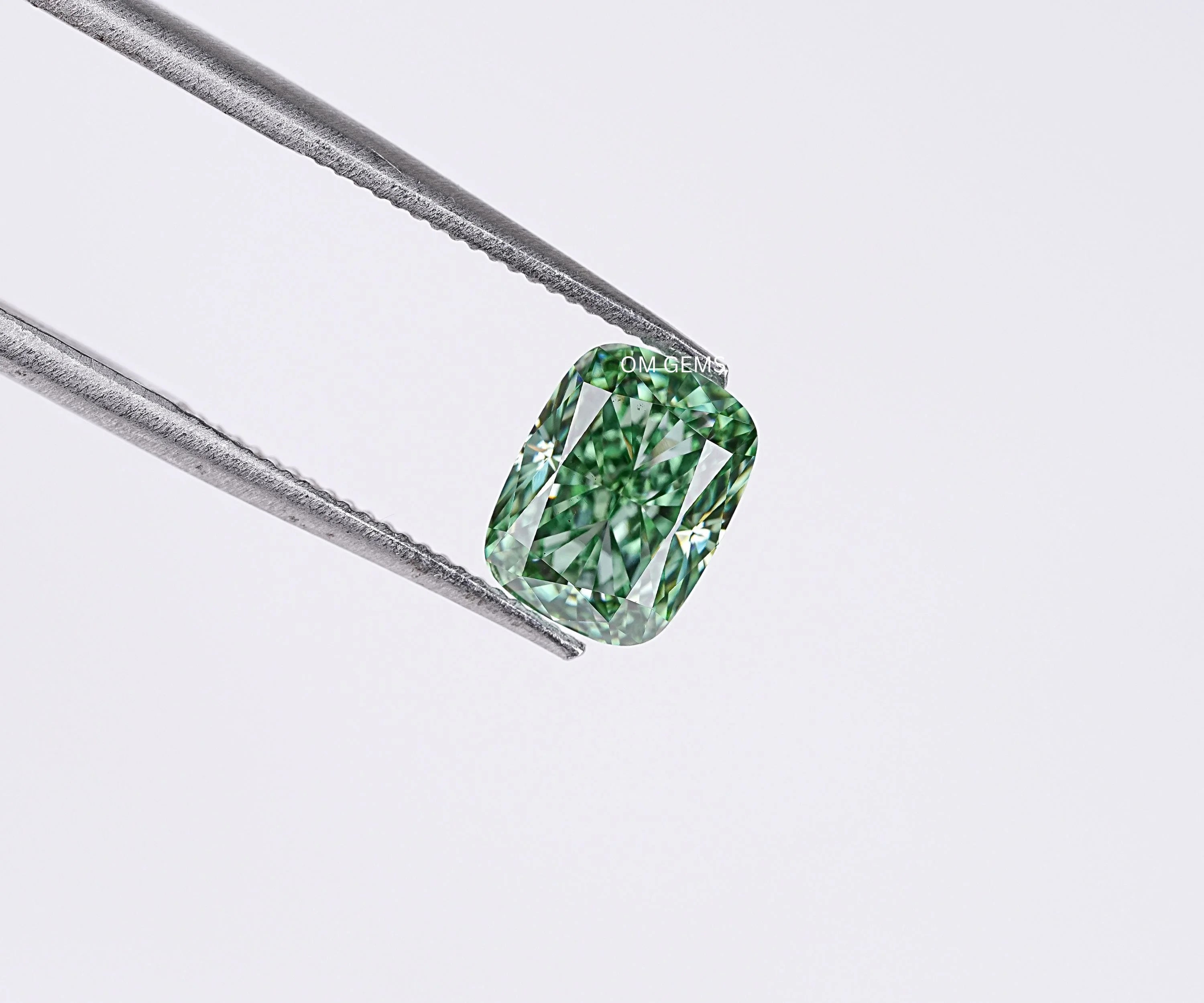 Fancy Green Cushion Cut Lab Grown Loose Diamond