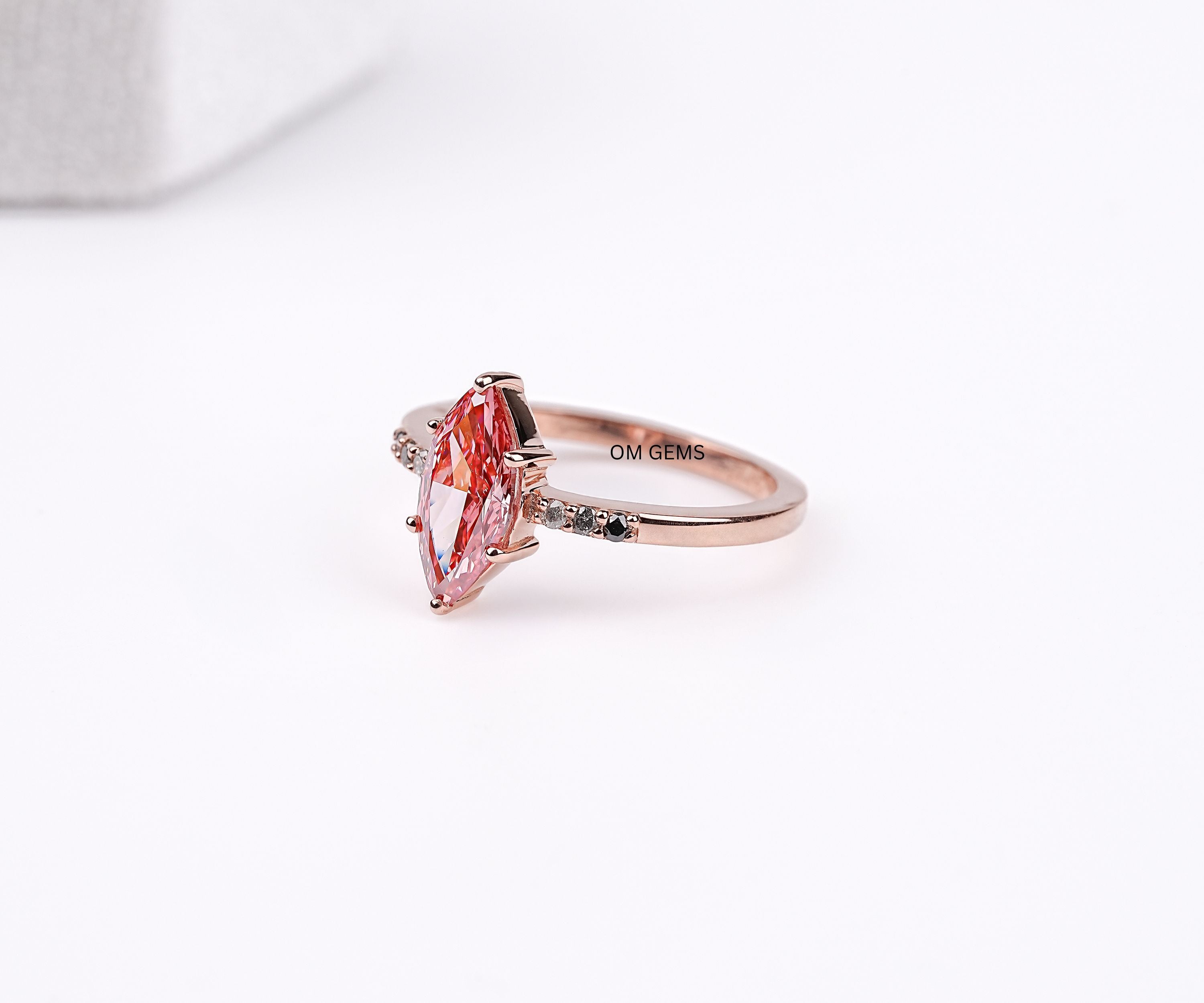 Fancy Pink Marquise Cut Solitaire Diamond Ring