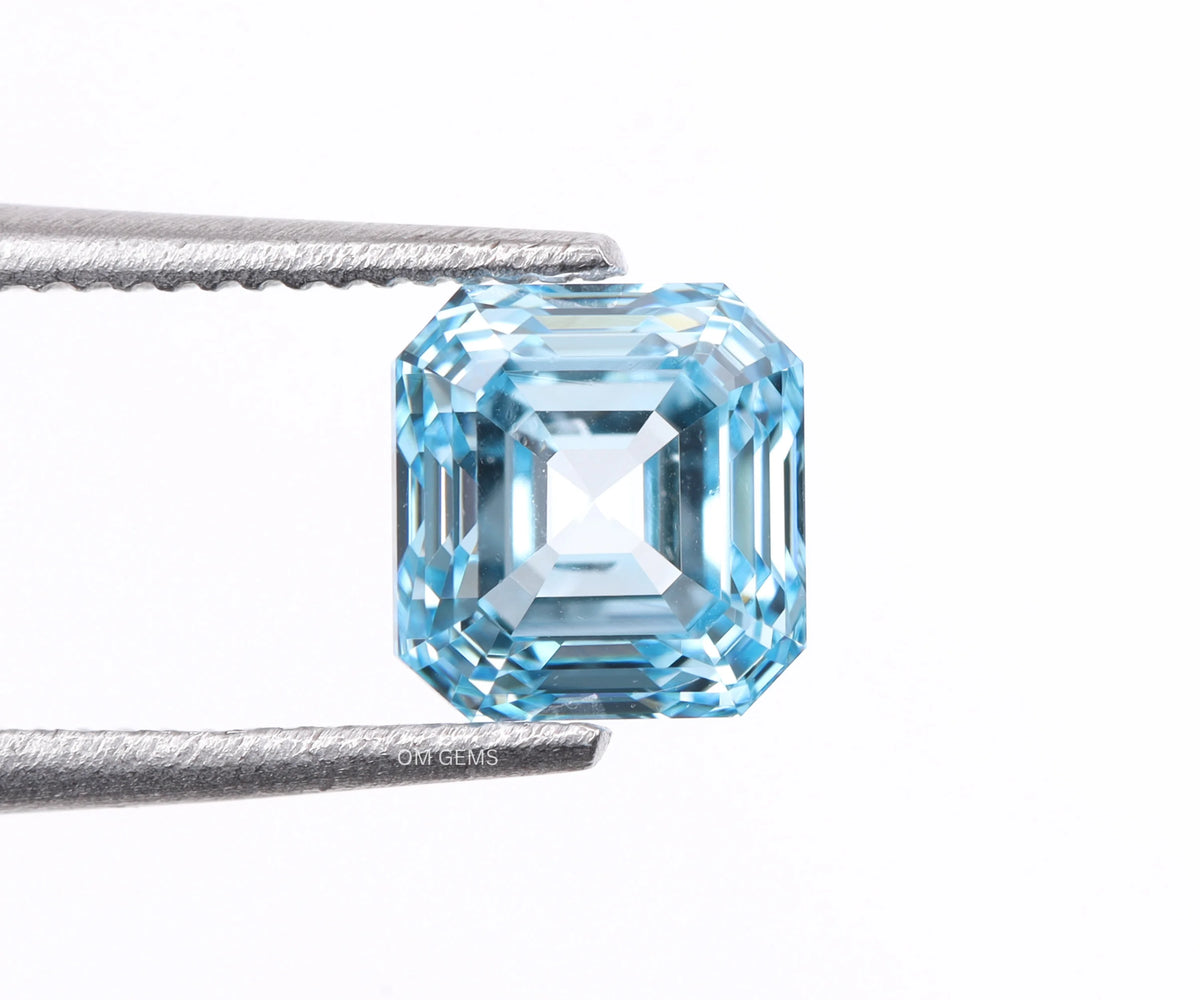1.75 Carat Fancy Blue Color Asscher Cut Lab Grown Diamond