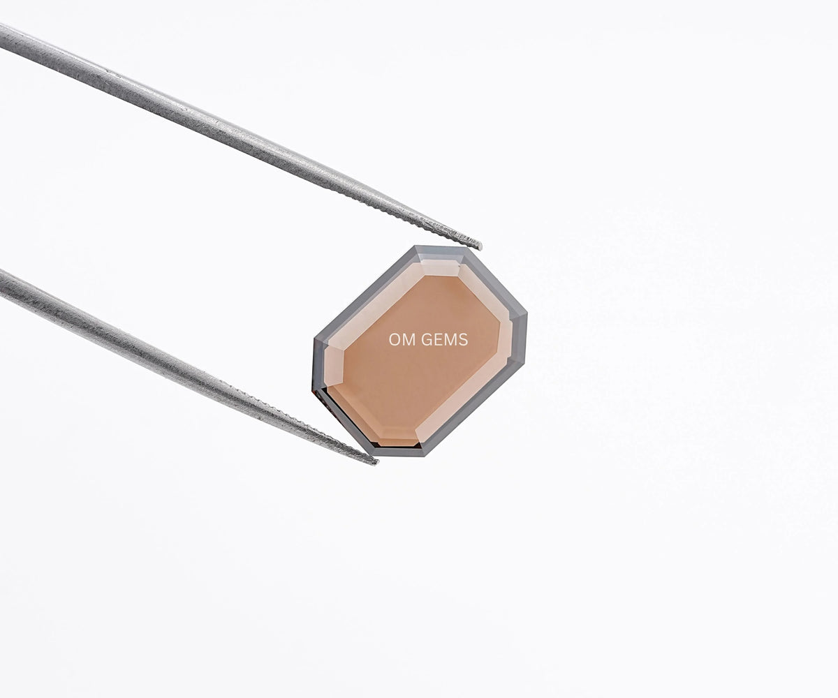 7.06 Carat Fancy Brown Emerald Portrait Cut Lab Grown Loose Diamond