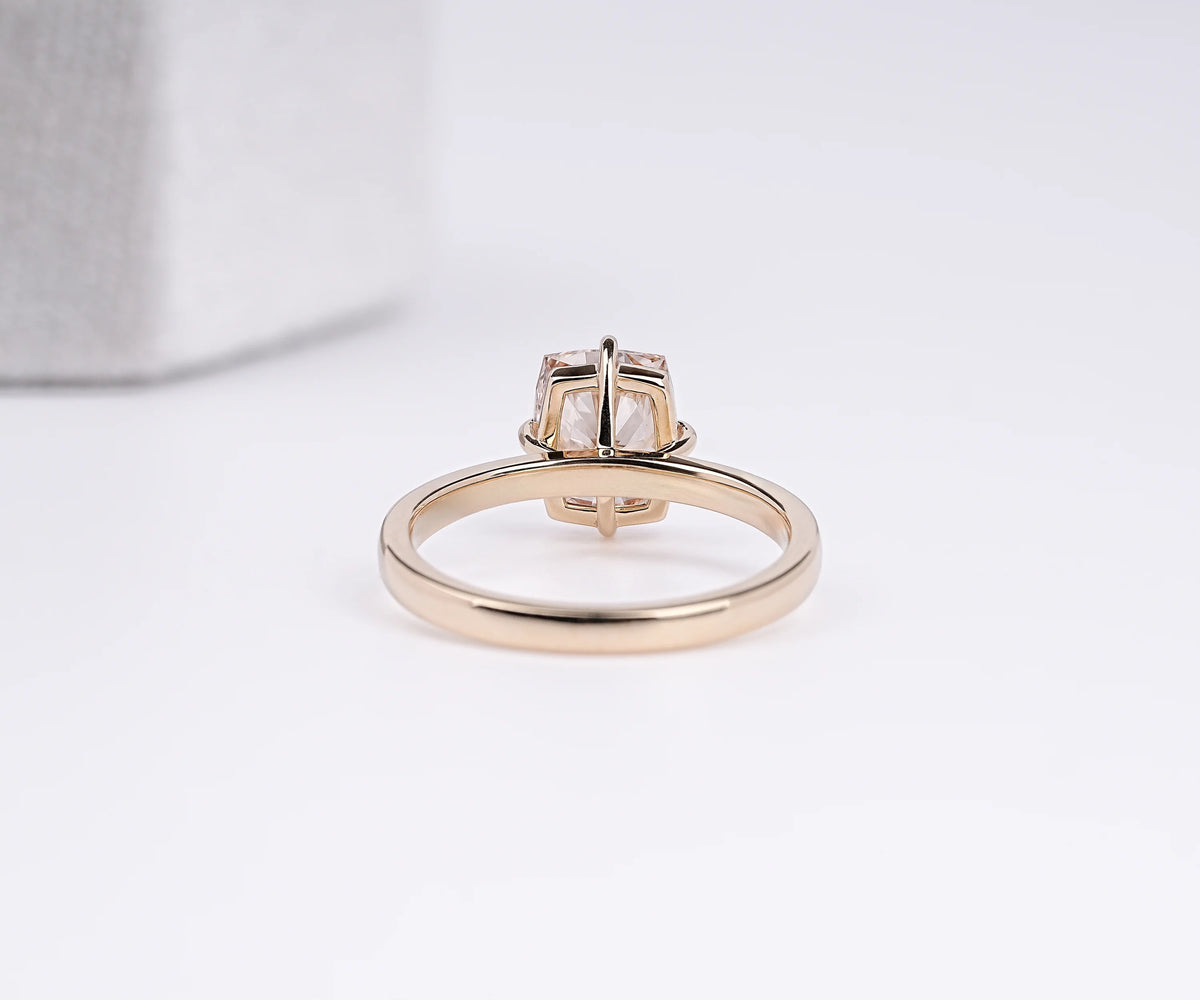 Solitaire Fancy Champagne Cushion Shape Lab Diamond Engagement Ring