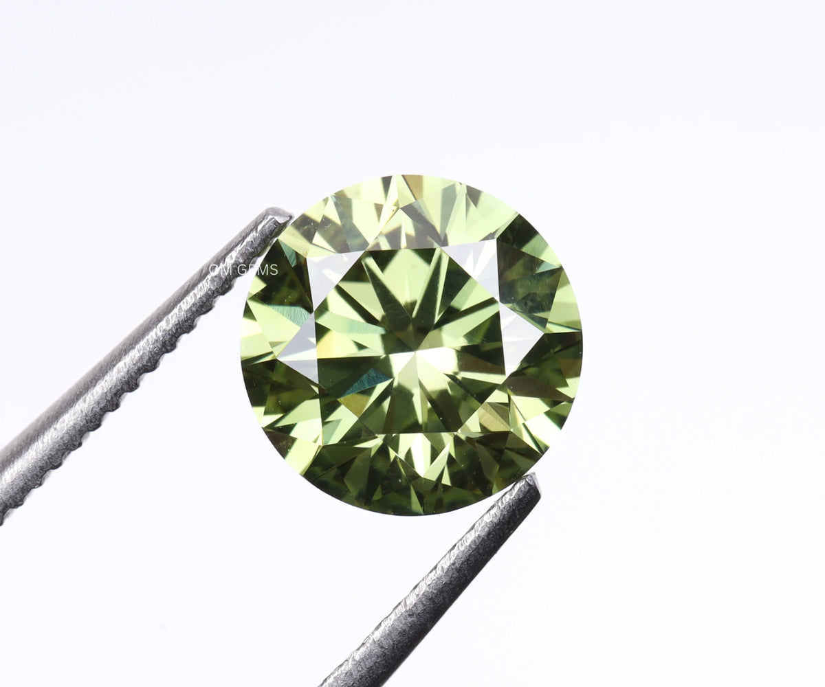 1.03 Carat Fancy Green Round Brilliant Cut Lab Created Loose Diamond