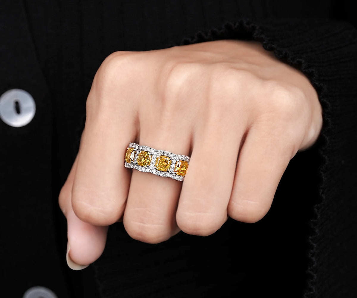 Halo Full Eternity Cushion Lab Grown Diamond Wedding Band
