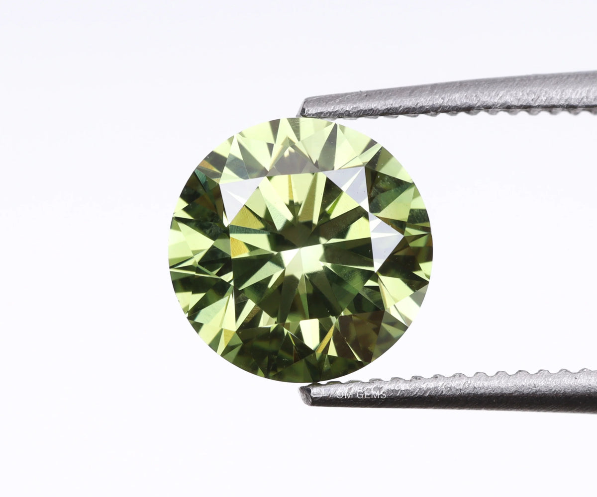 1.03 Carat Fancy Green Round Brilliant Cut Lab Created Loose Diamond