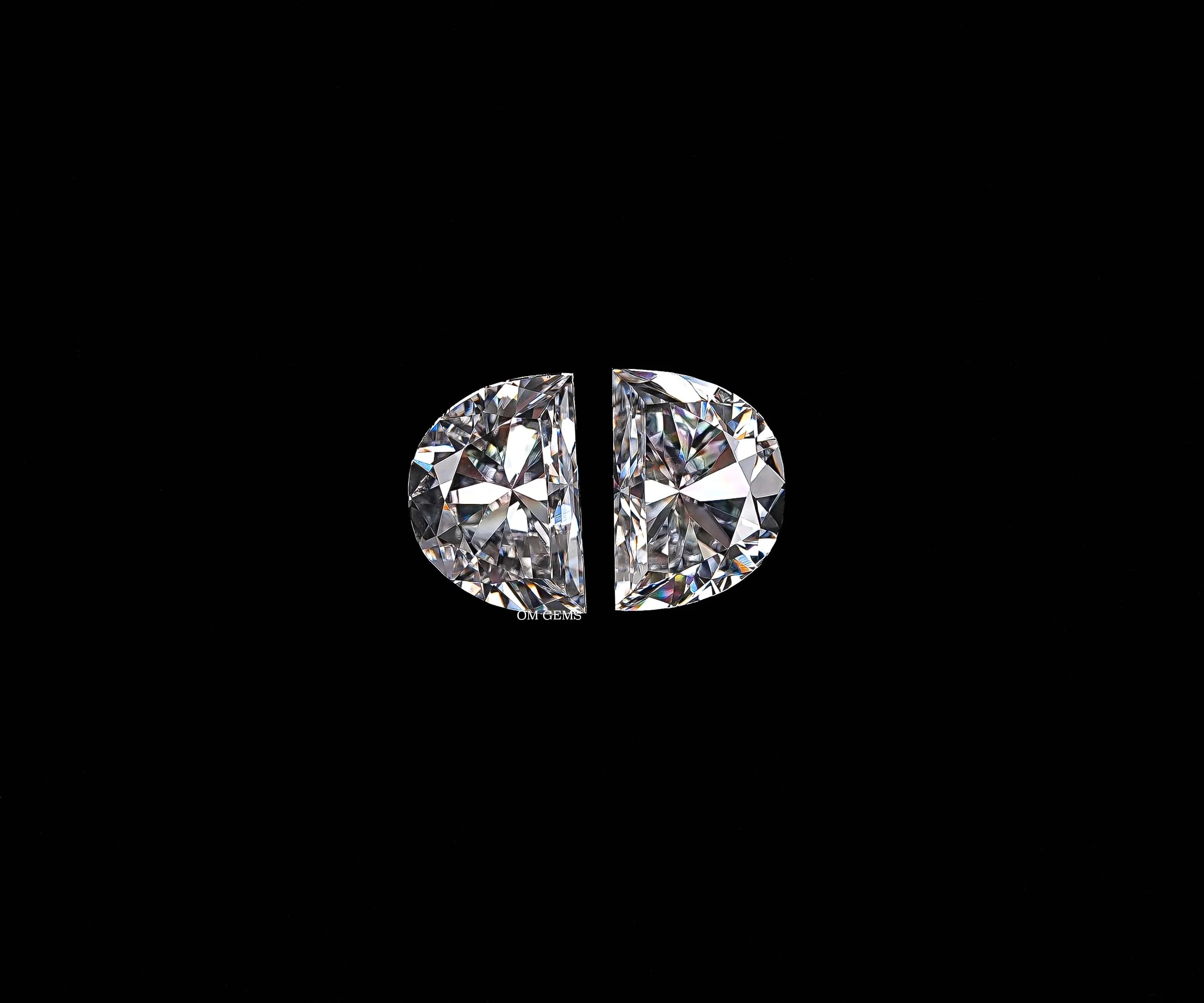 Half Moon Cut Lab Diamond Pair