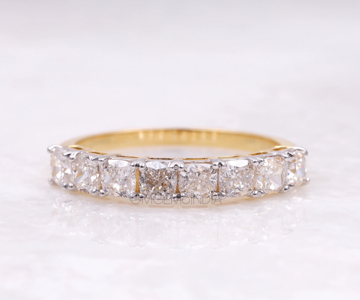 Half Eternity Cushion Shape Lab Diamond Wedding Band