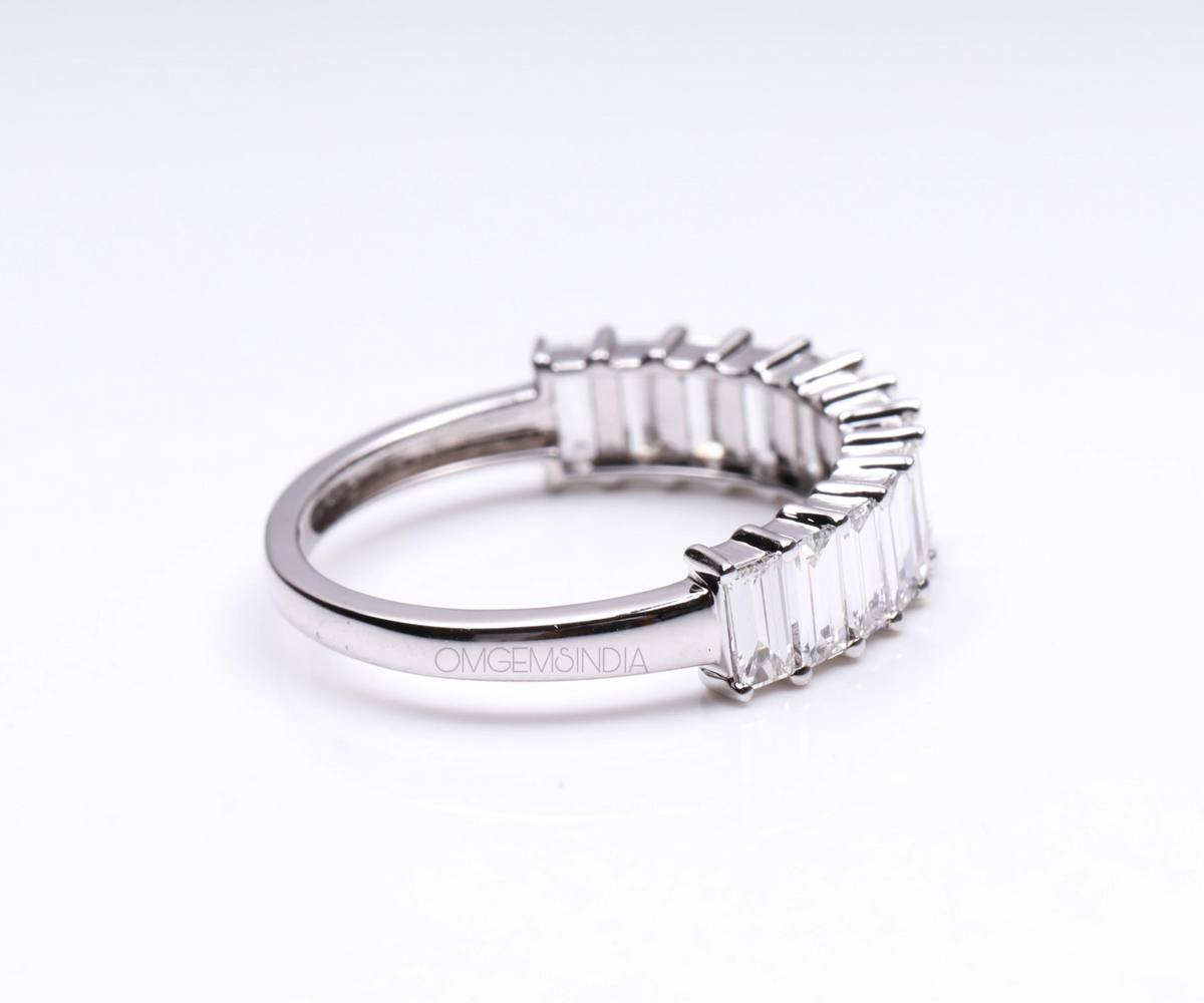 Half Eternity Baguette Shape Gemstone Wedding Band