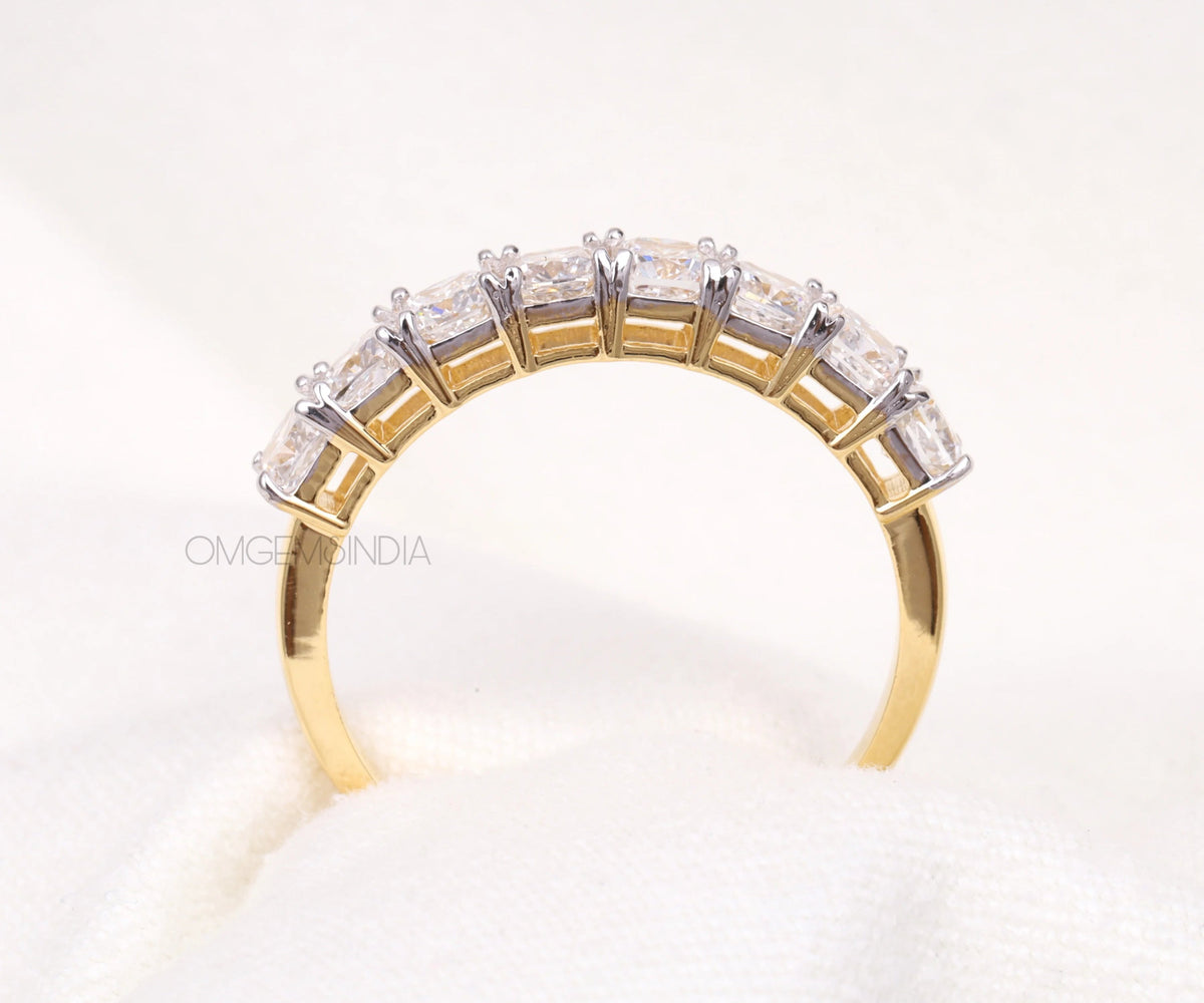Half Eternity Cushion Shape Lab Diamond Wedding Band