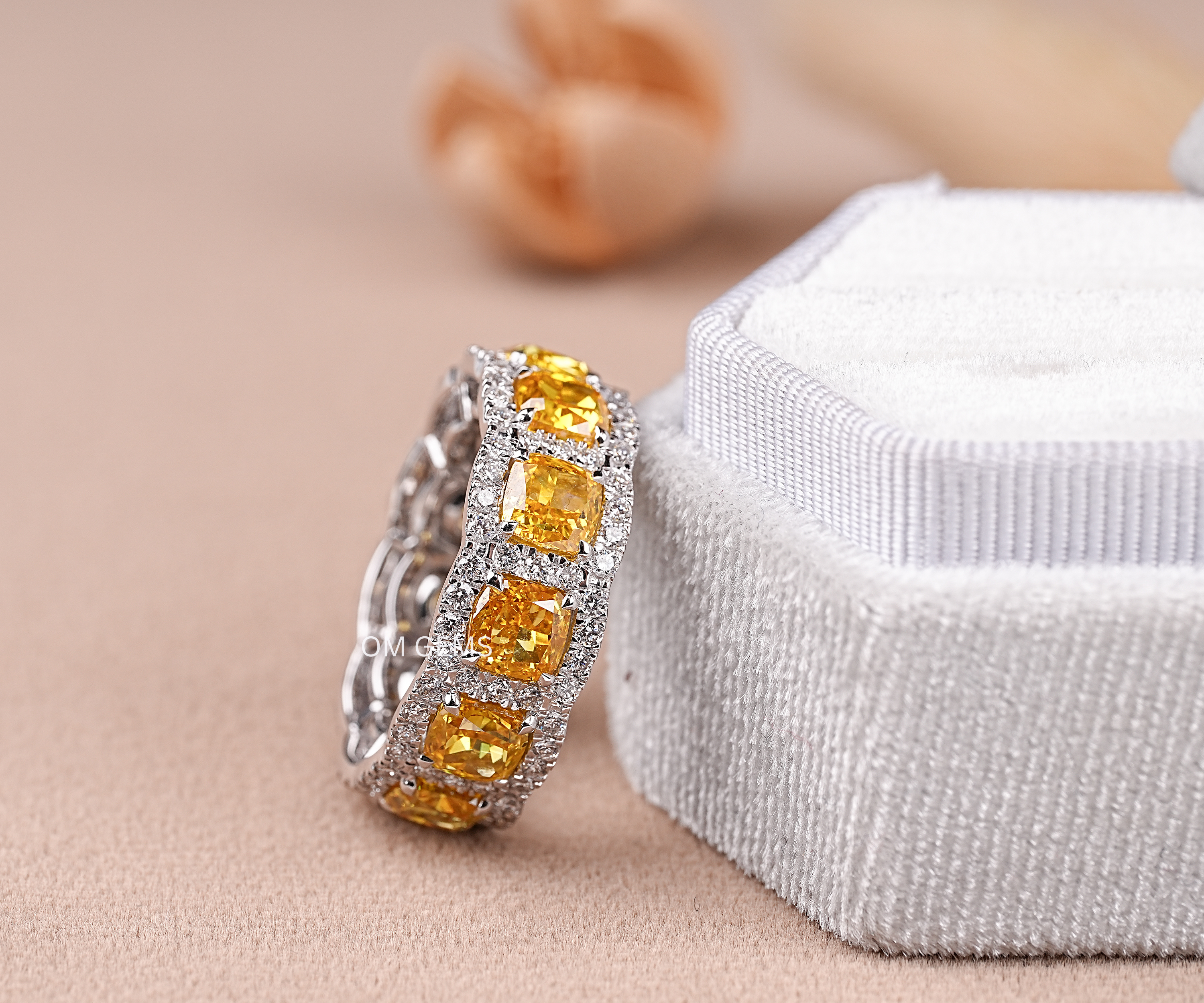 Yellow Cushion Lab Diamond Eternity Band