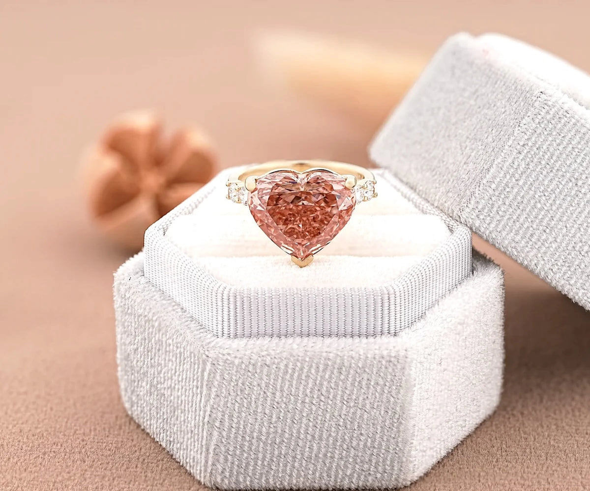 Solitaire Accent Heart Shape Lab Grown Diamond Engagement Ring