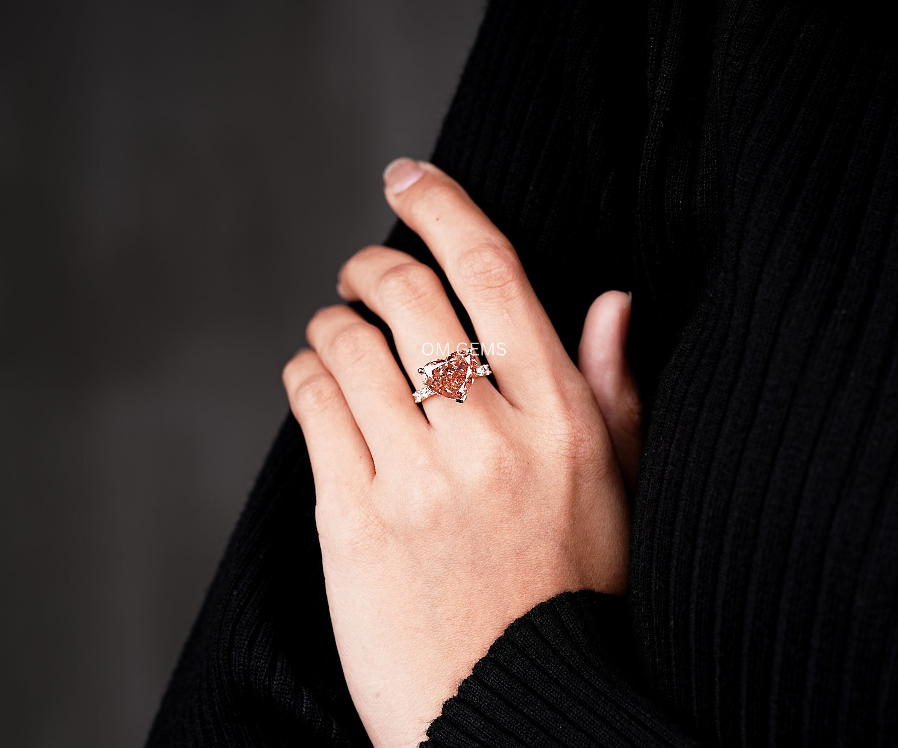 Fancy Pink Heart Diamond Engagement Ring