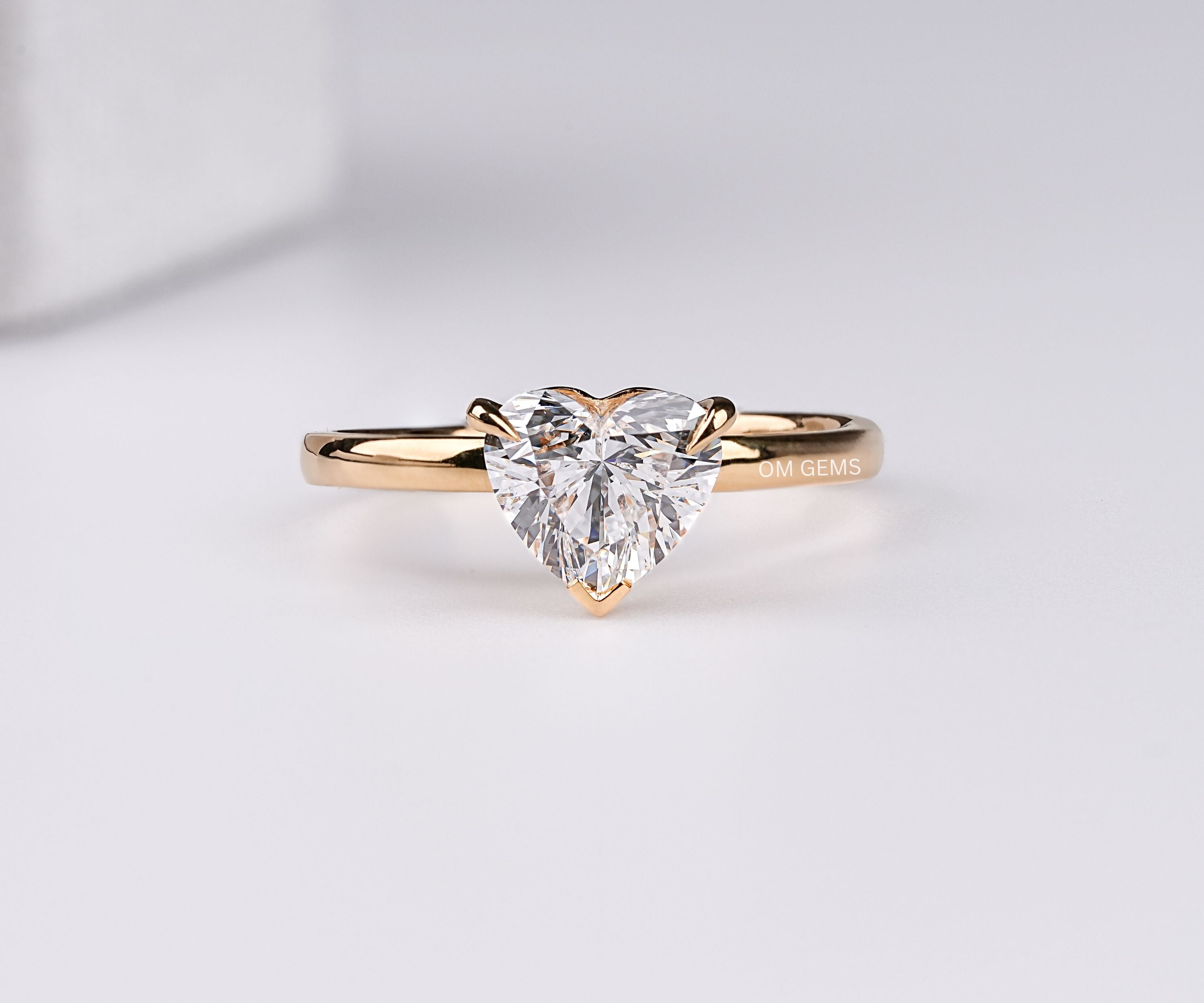 3 Prong Heart Shaped lab Diamond Solitaire Engagement Ring