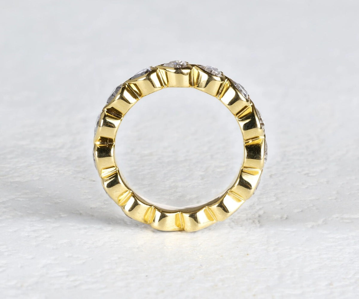 Full Eternity Bezel Heart Shape Gemstone Wedding Band