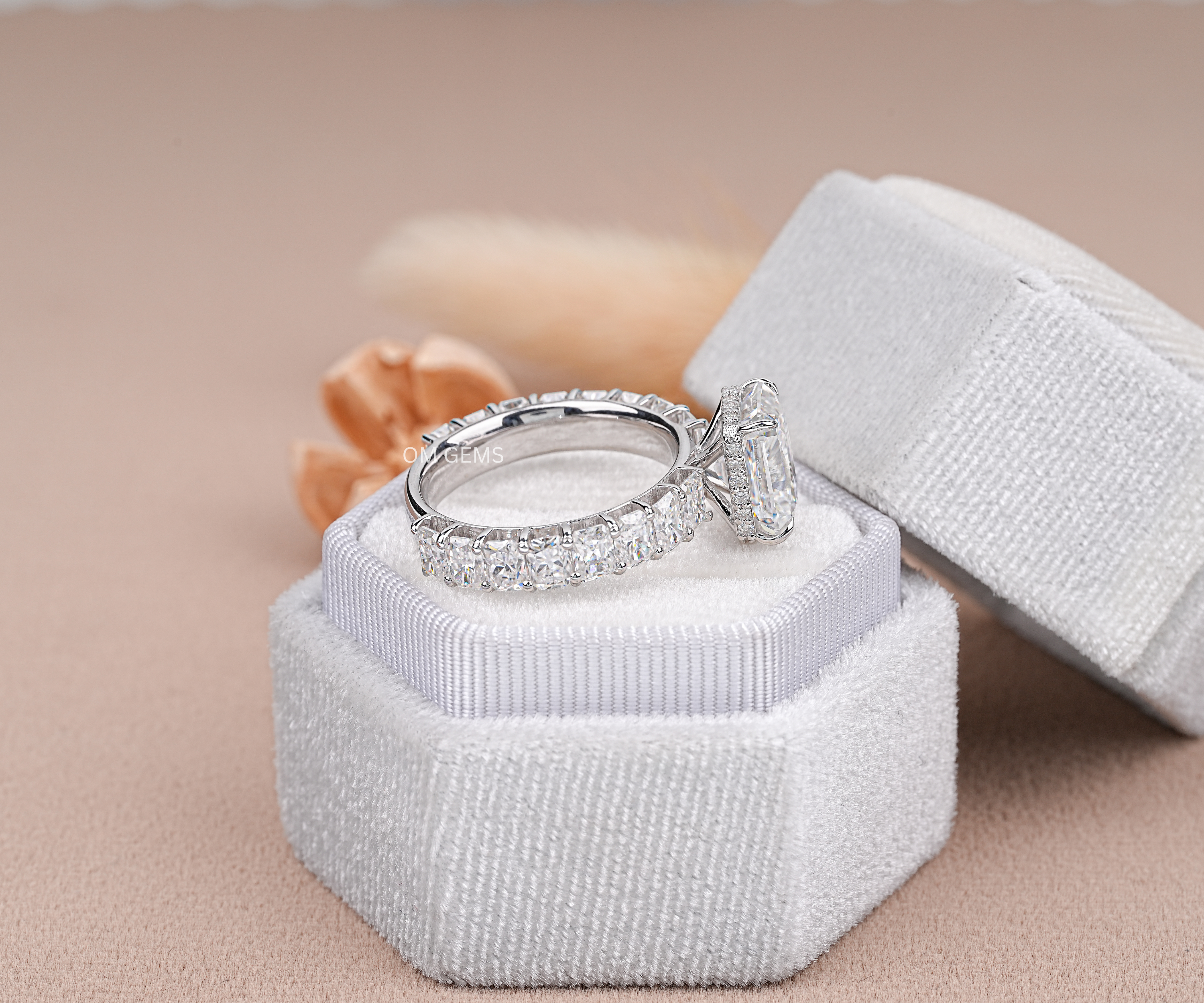 Lab Grown Radiant Cut Diamond Hidden Halo Engagement Ring 