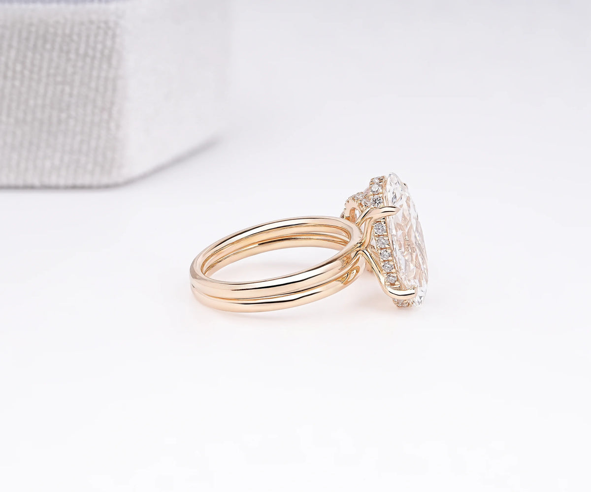 Toi Et Moi Hidden Halo Fancy Pink Oval and White Moval Lab Diamond Engagement Ring