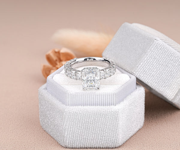 Hidden Halo Radiant Cut Lab Grown Diamond Engagement Ring