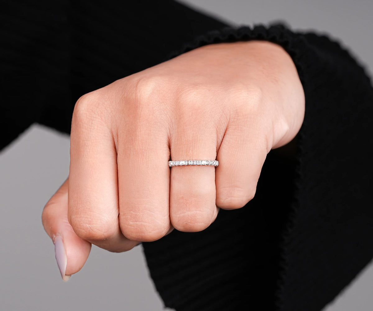 East-West Eternity Baguette Shape Gemstone Wedding Band