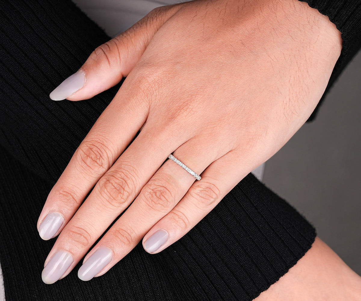East-West Eternity Baguette Shape Gemstone Wedding Band