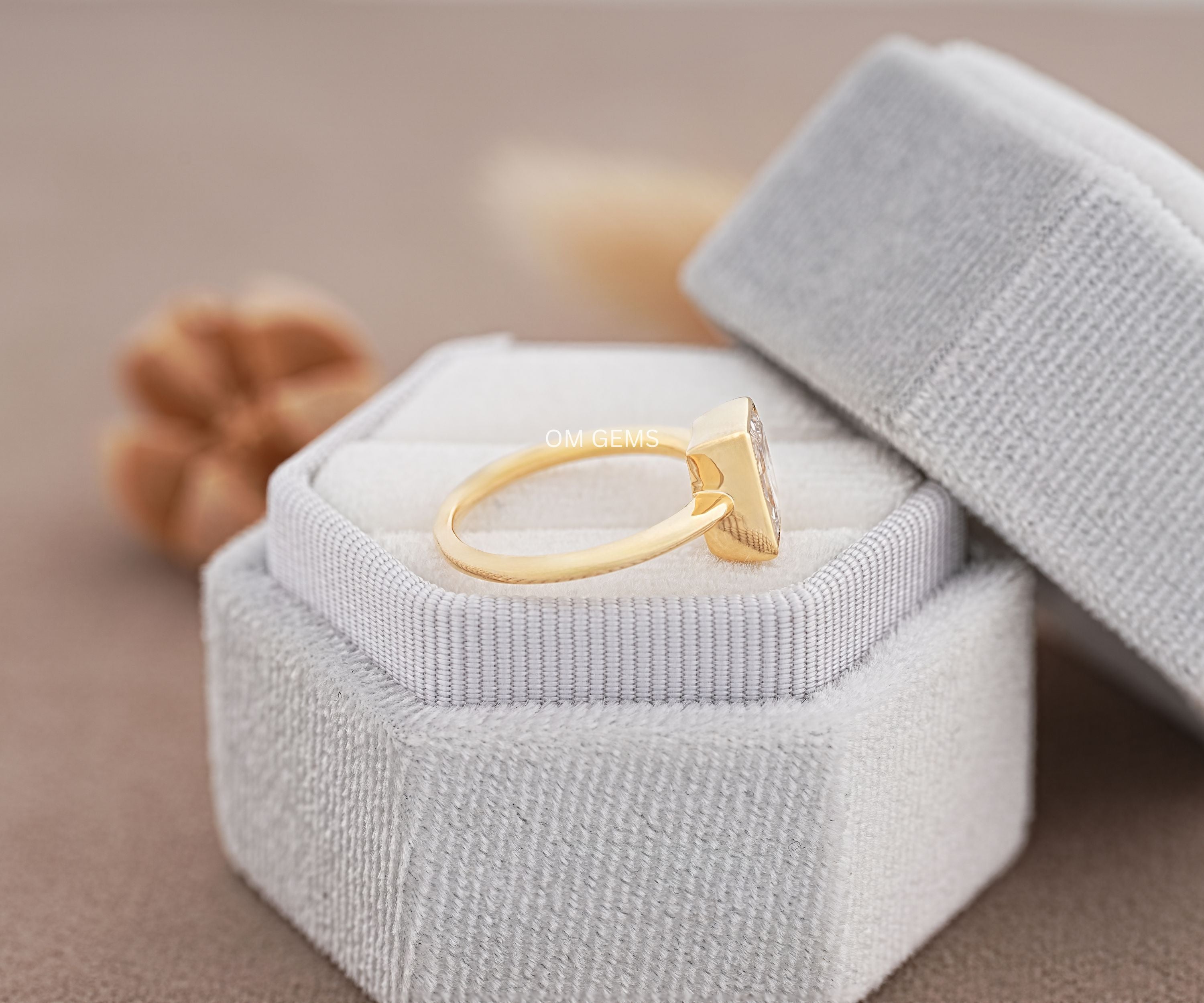 Lab Grown Diamond Bezel Set B Letter Initial Ring 