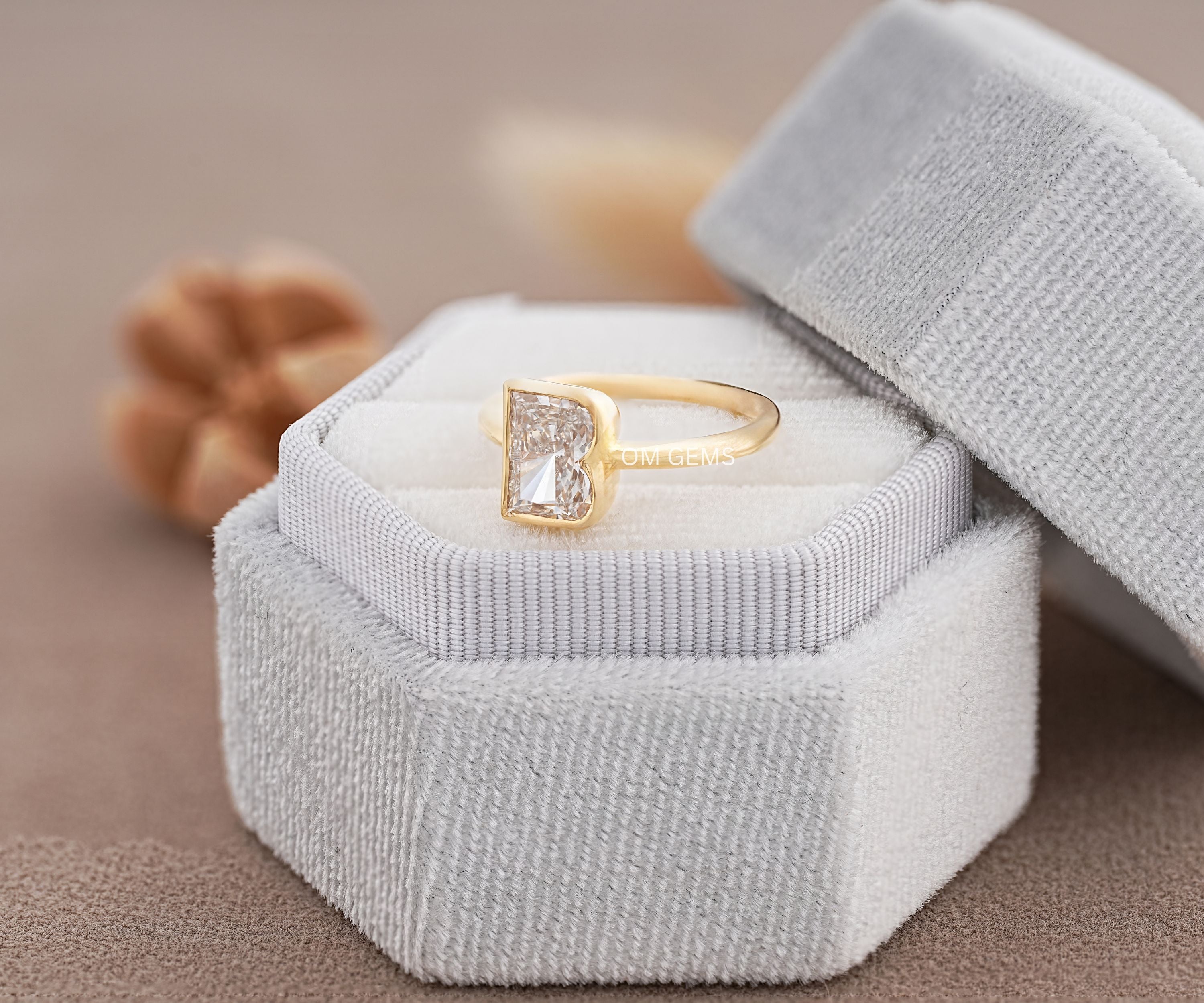 B Letter Lab Grown Diamond Initial Ring