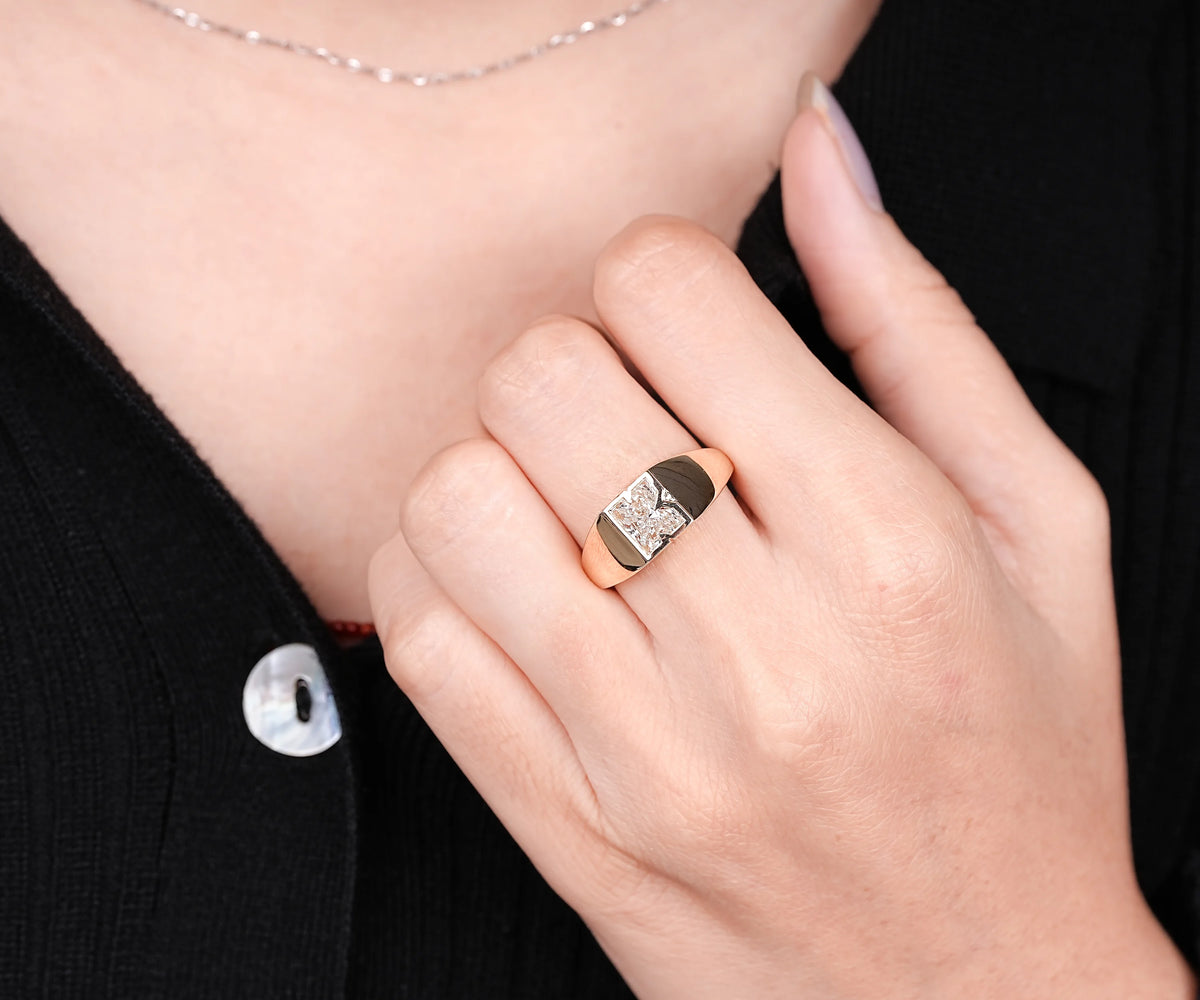 Signet K-Shaped Lab Grown Diamond Anniversary Ring