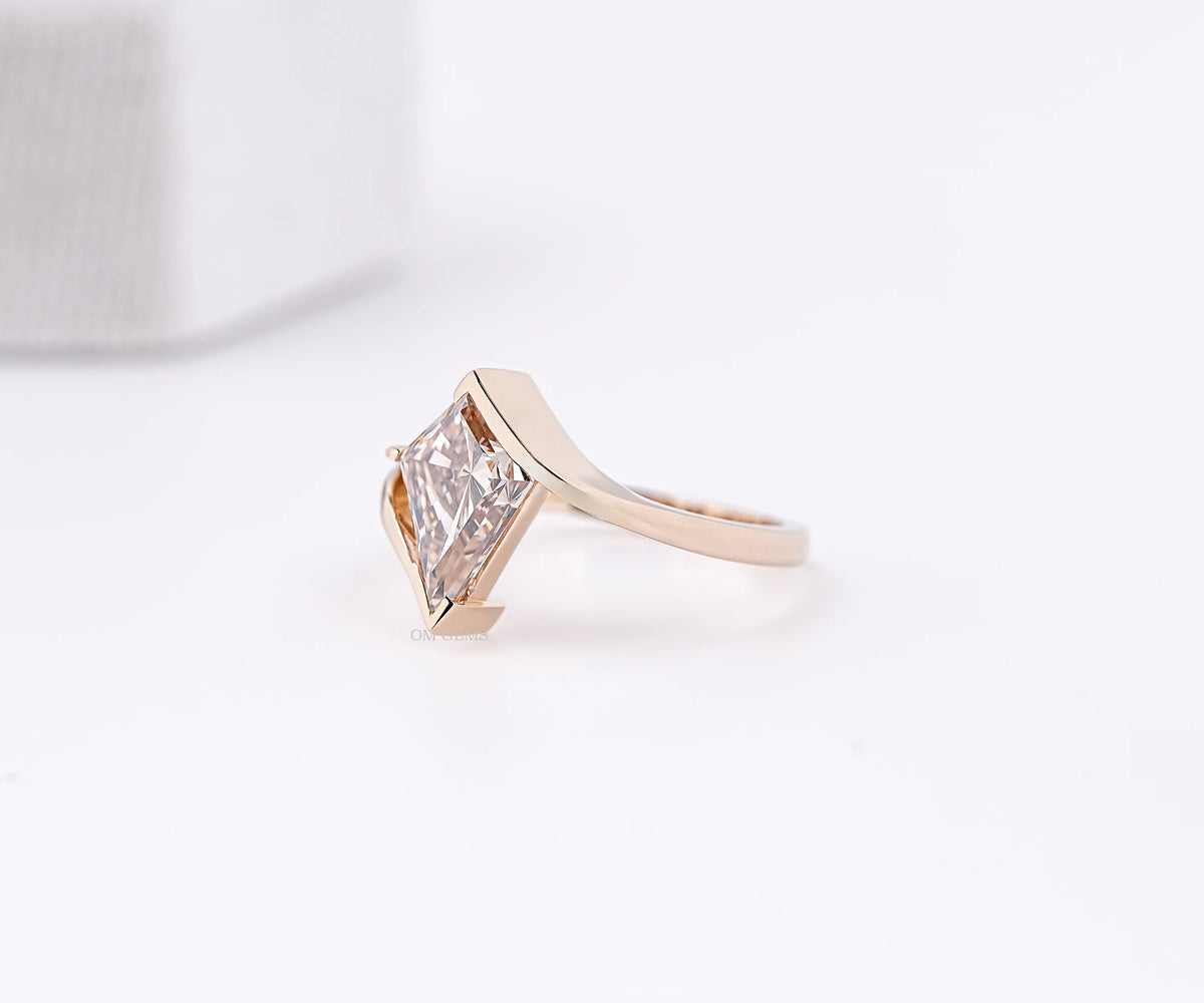 Champagne Kite Cut Lab Diamond Bypass Engagement Ring