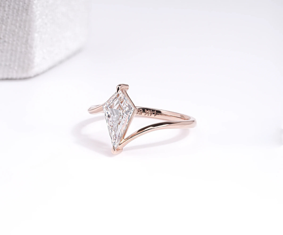 Solitaire Bypass Kite Shape Lab Diamond Engagement Ring